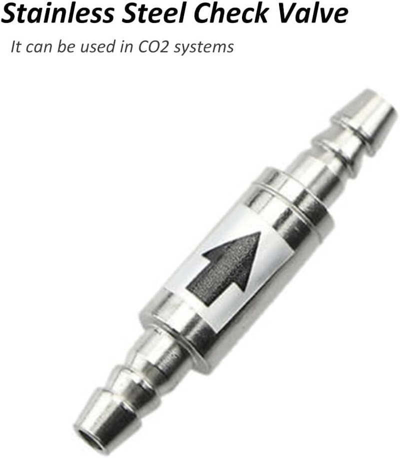 Tophomer CO2 Stainless Steel Check Valve, 4Mm Diameter One Way Non-Return Check Valve Anti-Backflow Maintenance Accessories for Aquarium System Fish Tank image number 2