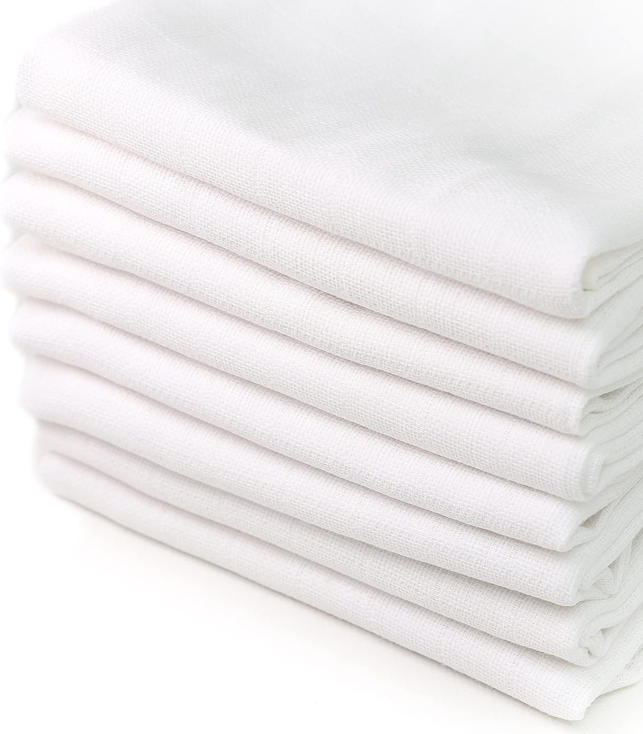 FENSILO - Muslin Cloths White - Muslin Nappies White - Pack of 8 60 X 80 Cm - Baby Burp Cloths, Tested for Harmful Substances - Burp Cloths for Boys and Girls image number 6