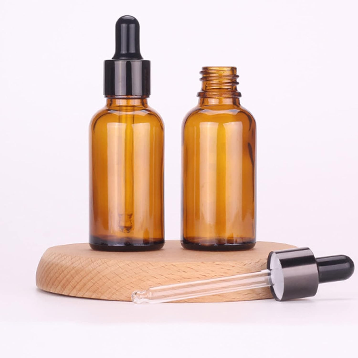 25 PCS Glass Tincture Bottle, Boston round Glass Bottle Amber, with Glass Dropper 5Ml image number 1