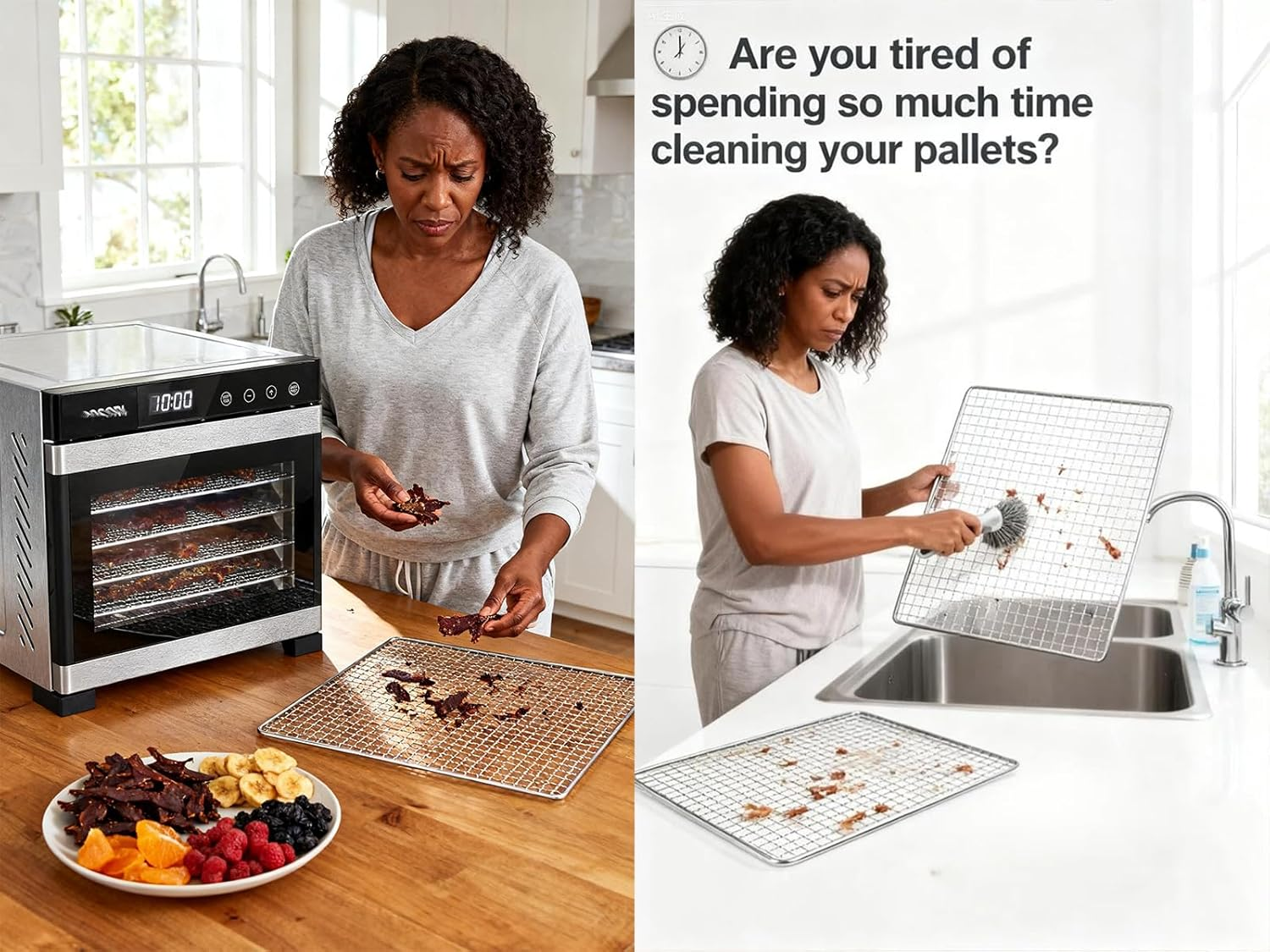 Kispog Mesh Silicone Dehydrator Sheets, 10X10 in 10 Pcs/Sets for Food Dehydrator & Freeze Dryer (10X10 INCH Mesh Silicone Dehtdrator Sheet) image number 4