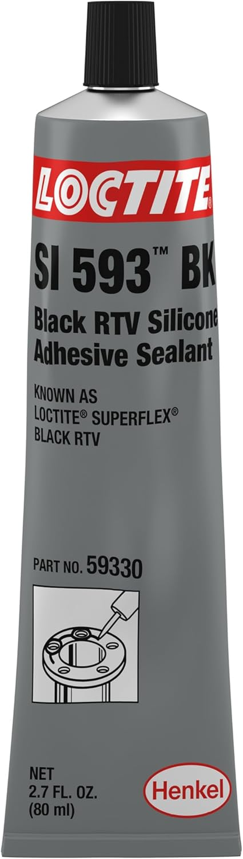 Loctite SI 593 Black RTV Silicone Adhesive Sealant | Superflex, High-Performance Gasket Maker | Flexible, UV & Ozone Resistant | General Purpose, 85G