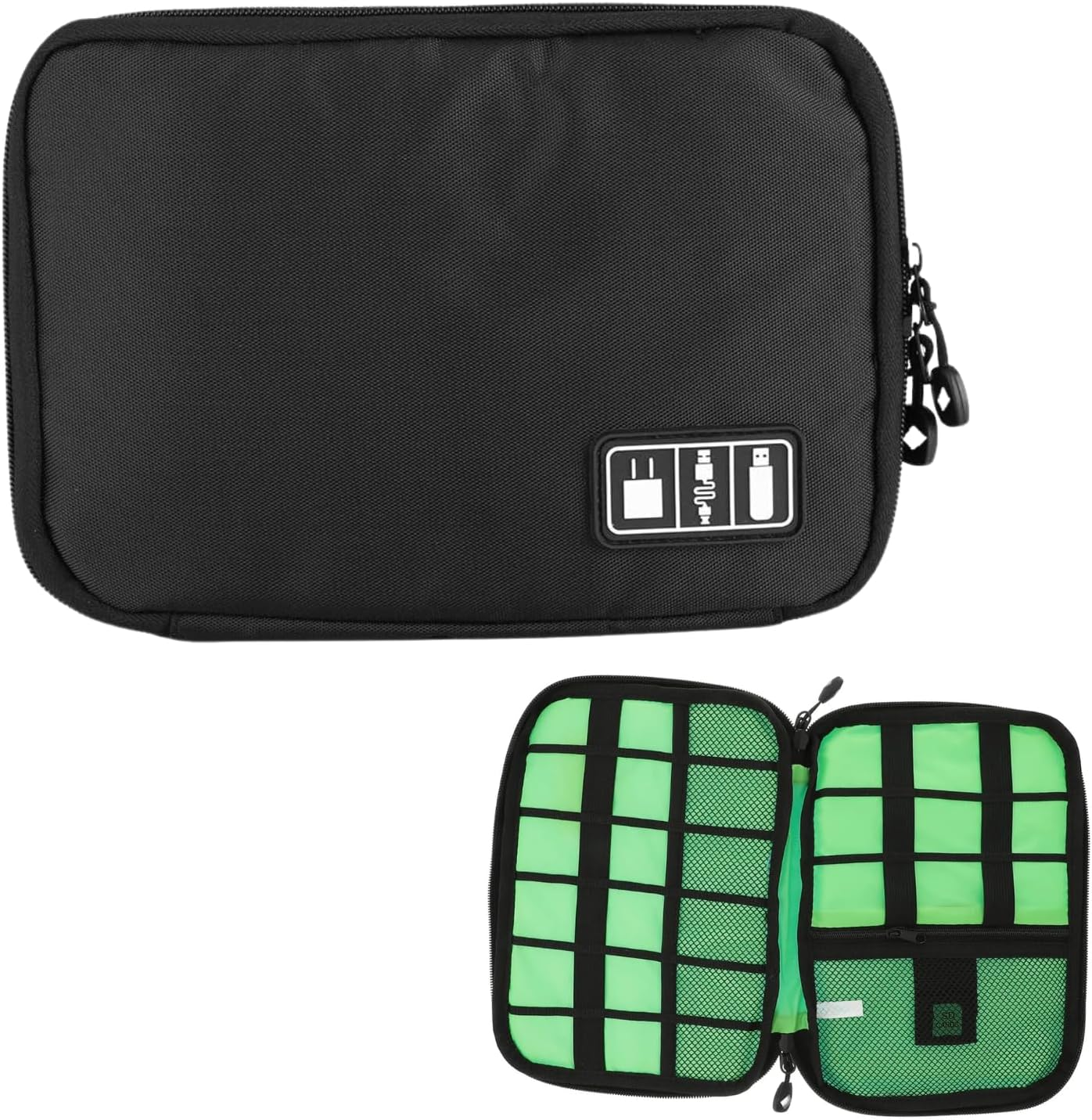 Spendeal Electronics Organizer Travel Case, Portable Travel Cable Organizer Pouch, Tech Pouch Accessories Carry Storage, Water Resistant Cable Organizer Bag for Cord, Charger, Phone, Earphone (Green)