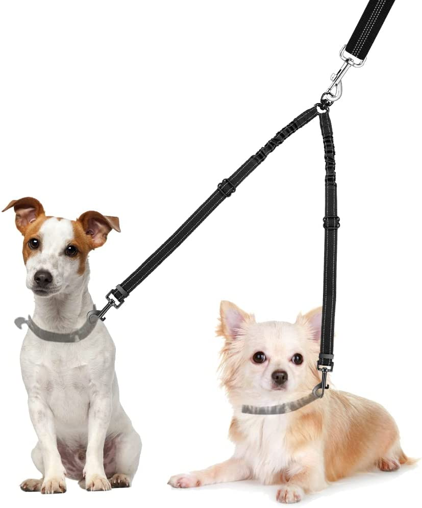 Slowton Double Dog Leash, No Tangle Double Leash for Dogs Walking Training 360&deg;Swivel Rotation Reflective Adjustable Length Dual Two Dog Lead Splitter image number 2