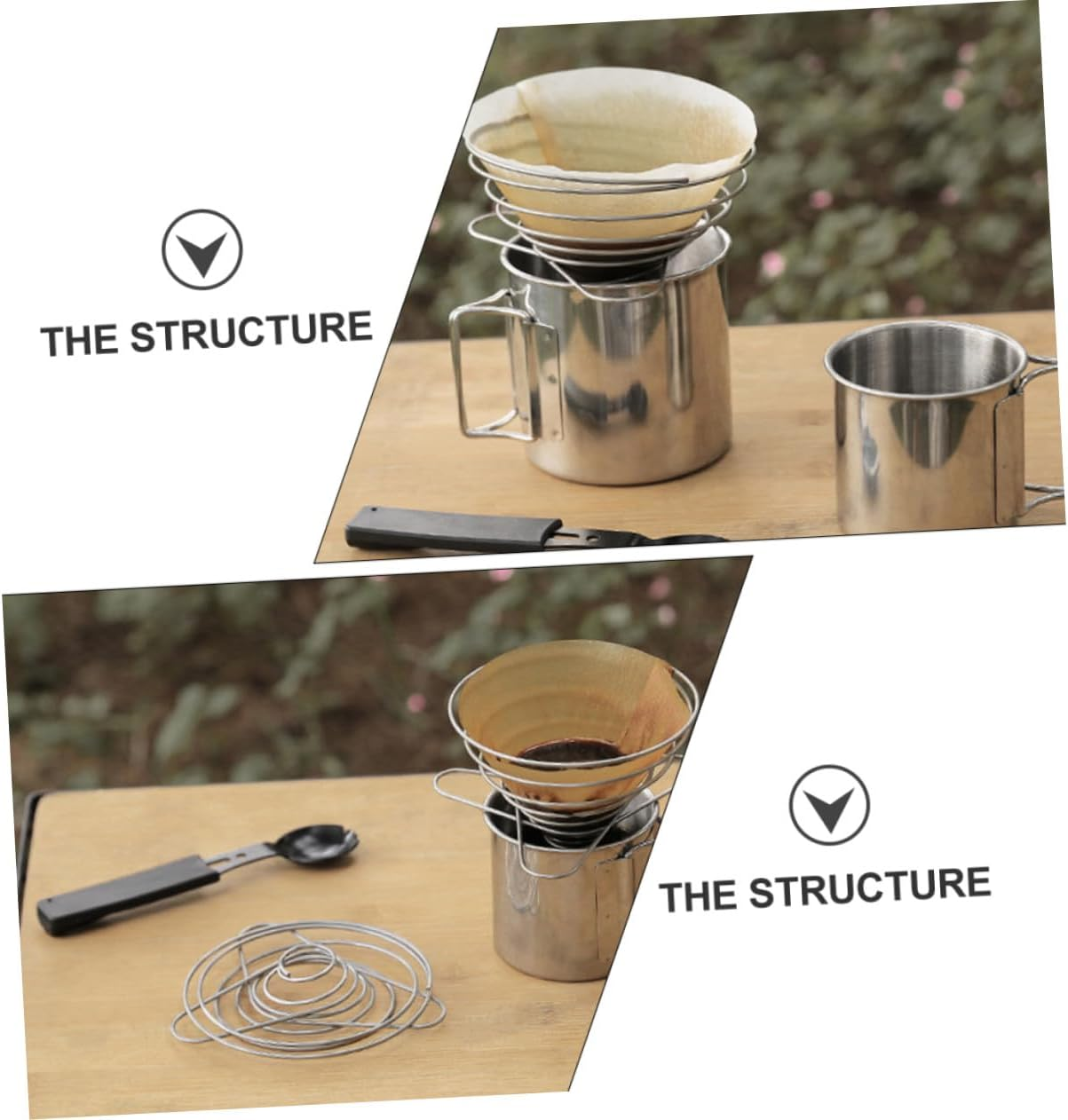 Homoyoyo Stainless Steel Coffee Funnel Large Size Coffee Dripper Filter Cup Folding Reusable Practical Filter for Manual Brewing and Tea Slag Suitable for Home and Travel Use image number 1