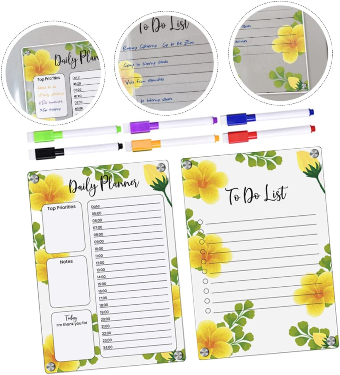 NAMOARLY Flower Magnetic Board for Fridge Acrylic Weekly Planner List Planning Board Magnetic Calendar Office image number 5