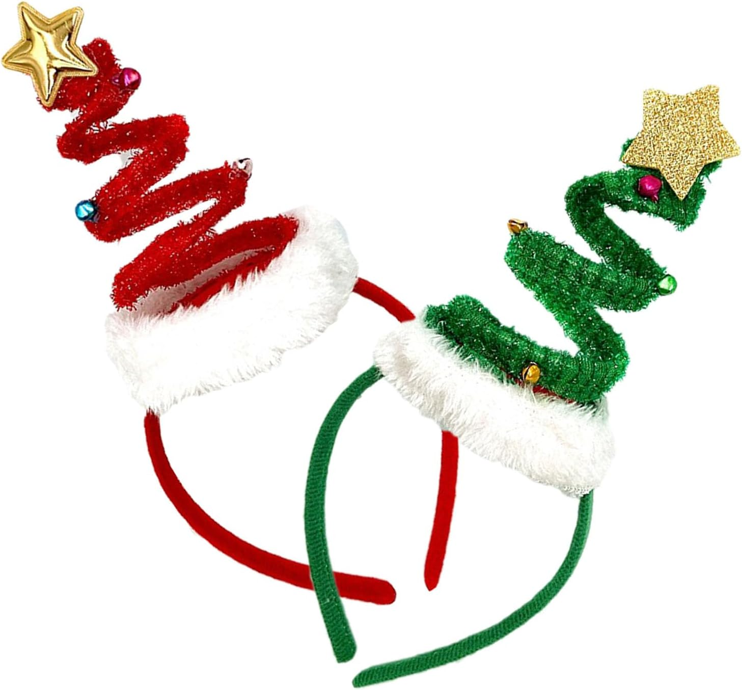 CENZICOM Springy Christmas Tree with Bells Santa Headband for Christmas Party, 2 PCS image number 1