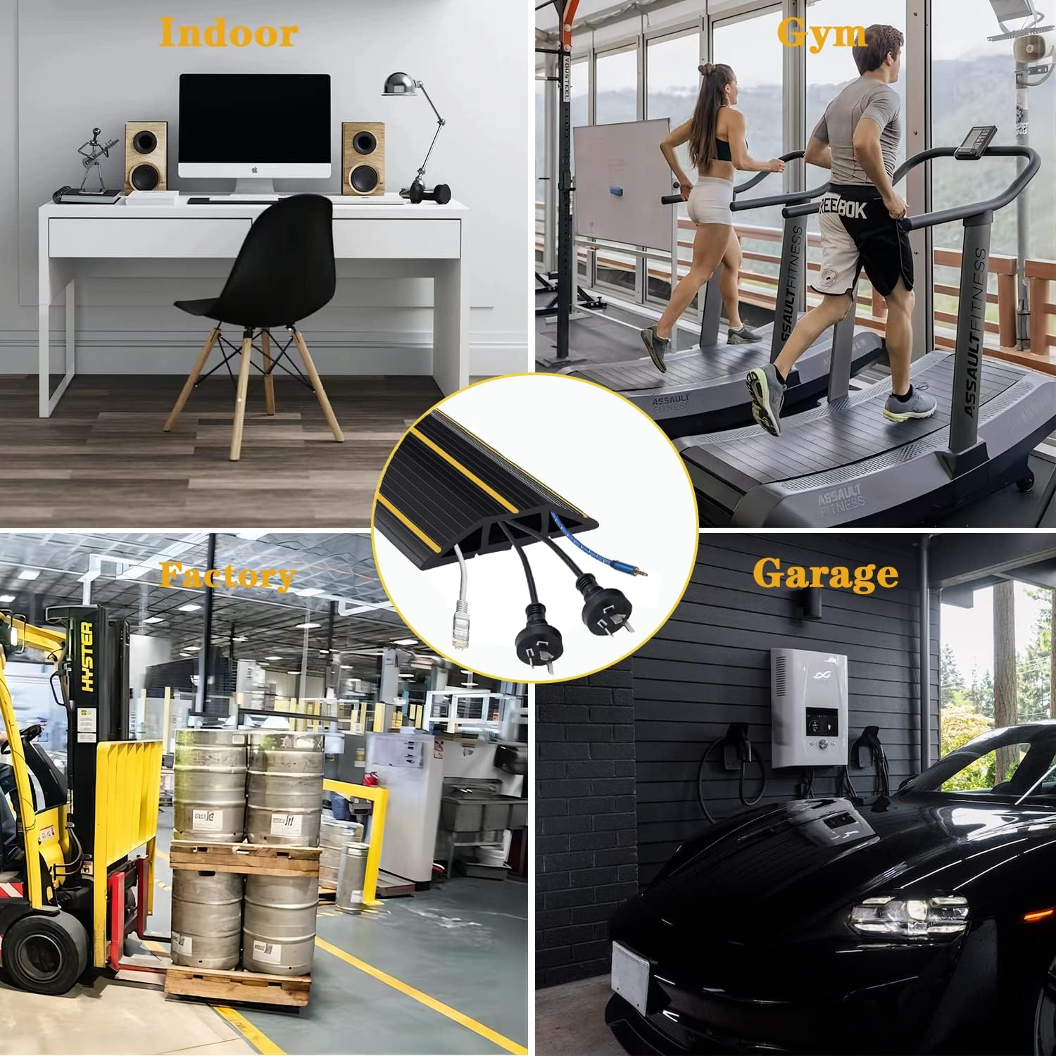 Adyawen 6.5FT Cable Protector Cord Cover for Floor, Heavy Duty PVC Duct Easy to Unroll, Prevent Trip Hazard for Home Office or Outdoor Settings, Black image number 6