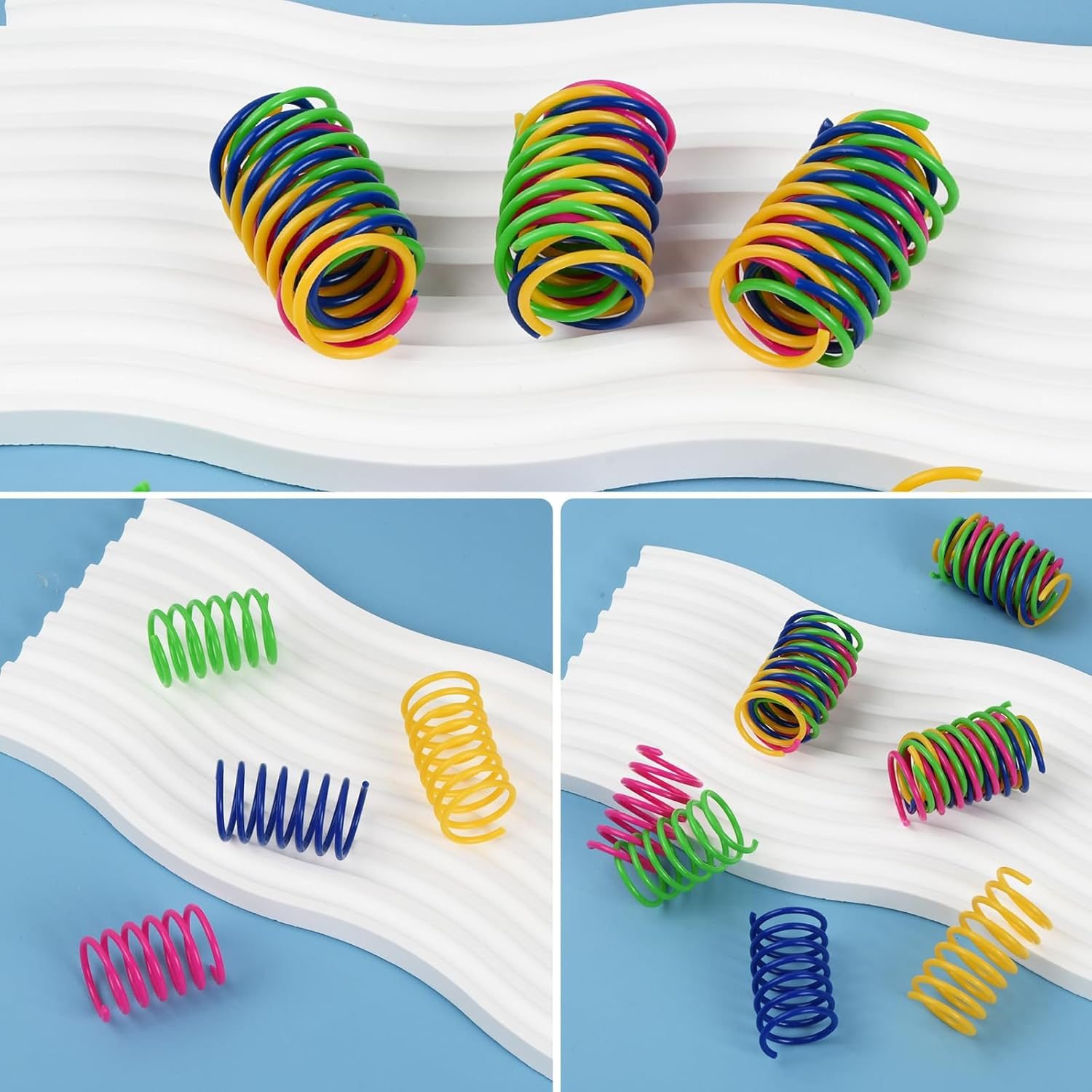 Shengxi Pack of 16 Colourful Cat Spring Toy, Plastic Spiral Springs, Plastic Spiral Springs for Cat at Home, Interactive Spiral Cat Toy for Beating, Biting and Hunting image number 2