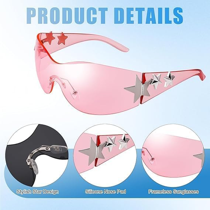 Y2K Sunglasses for Women Men with UV400 Protection, Rave Style Oversized Shield Design, 3 Pairs Set - SZTTY image number 2
