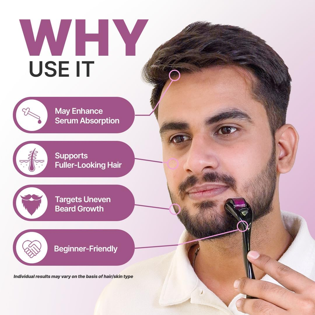 Sotrue Hair Growth Derma Roller 0.5 Mm with 540 Titanium Needles, Activates Hair Follicles, Repairs Damaged Hair, for Hair Fall & Hair Thickening, Reduces Acne Scars, Safe & Effective to Use