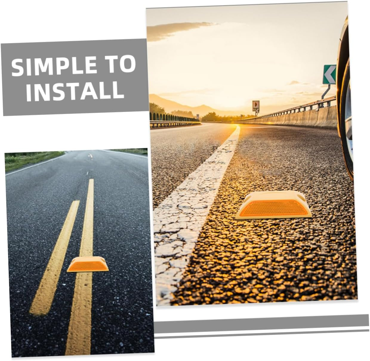 4Pcs Dual-Sided Reflective Road for Driveway Safety Pavement Markers High Visibility Reflectors Weather Resistant Design for Enhanced Highway image number 6