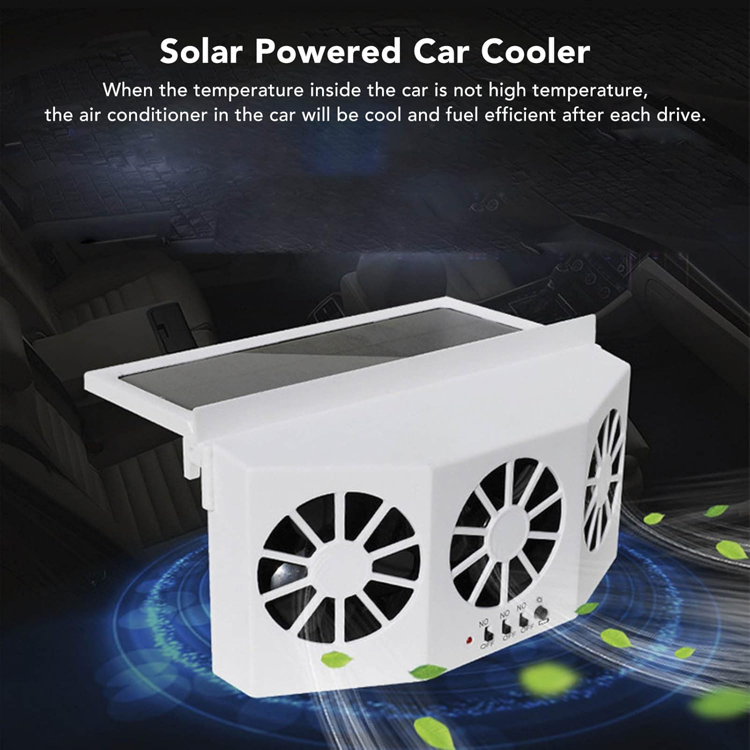 Car Exhaust Fan, Solar Powered Car Ventilator, with Three Air Outlet, Car Radiator Cooling Fan for Car Cooling Solar Auto Ventilation Fan, Eliminate the Peculiar Smell inside the Car image number 3