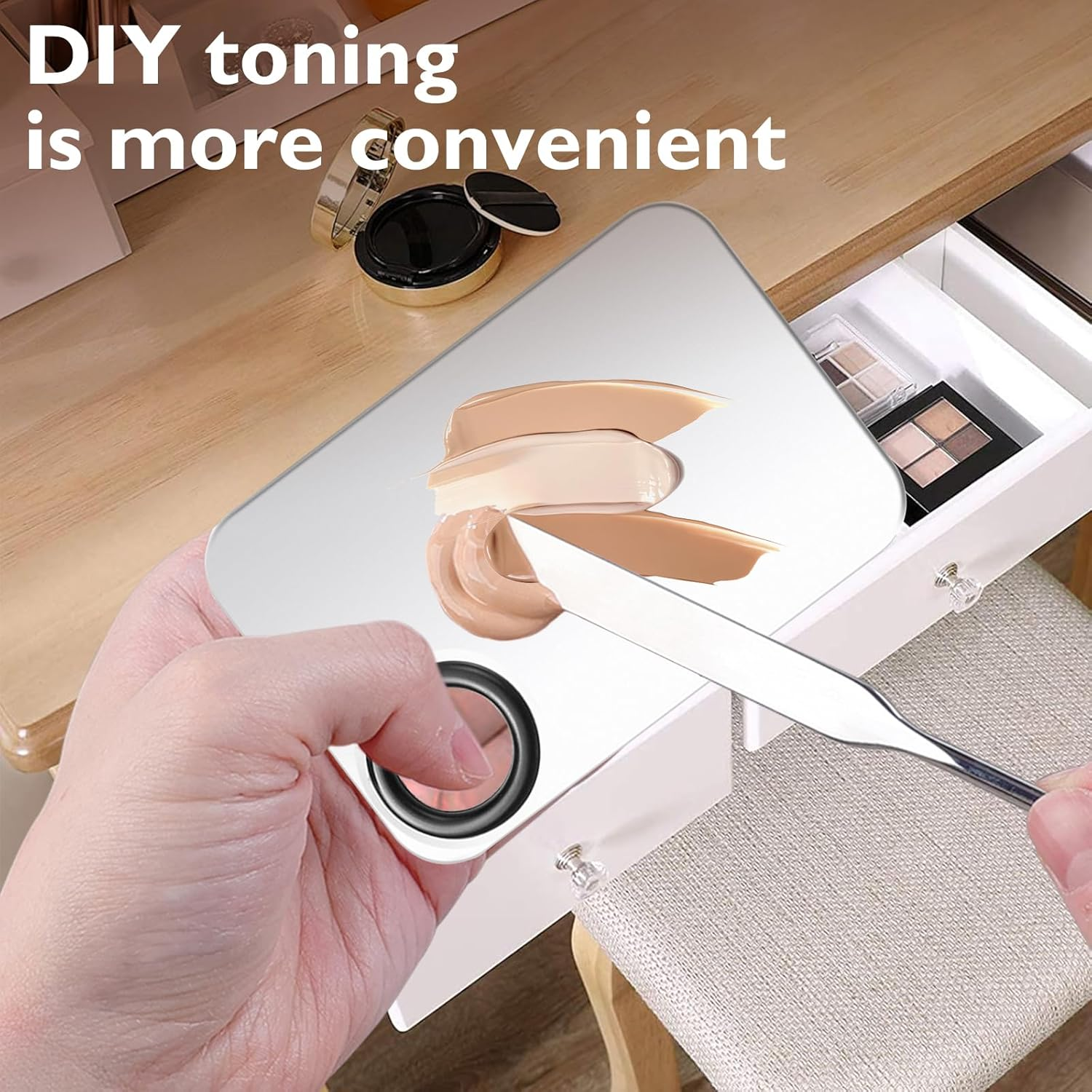 Bighan Picasso Makeup Spatula, Foundation Color Mixing Stick, Picasso Makeup Spatula Stainless Steel Foundation Palette and Spatula with Leather Cover Professional Cosmetic Tool image number 4