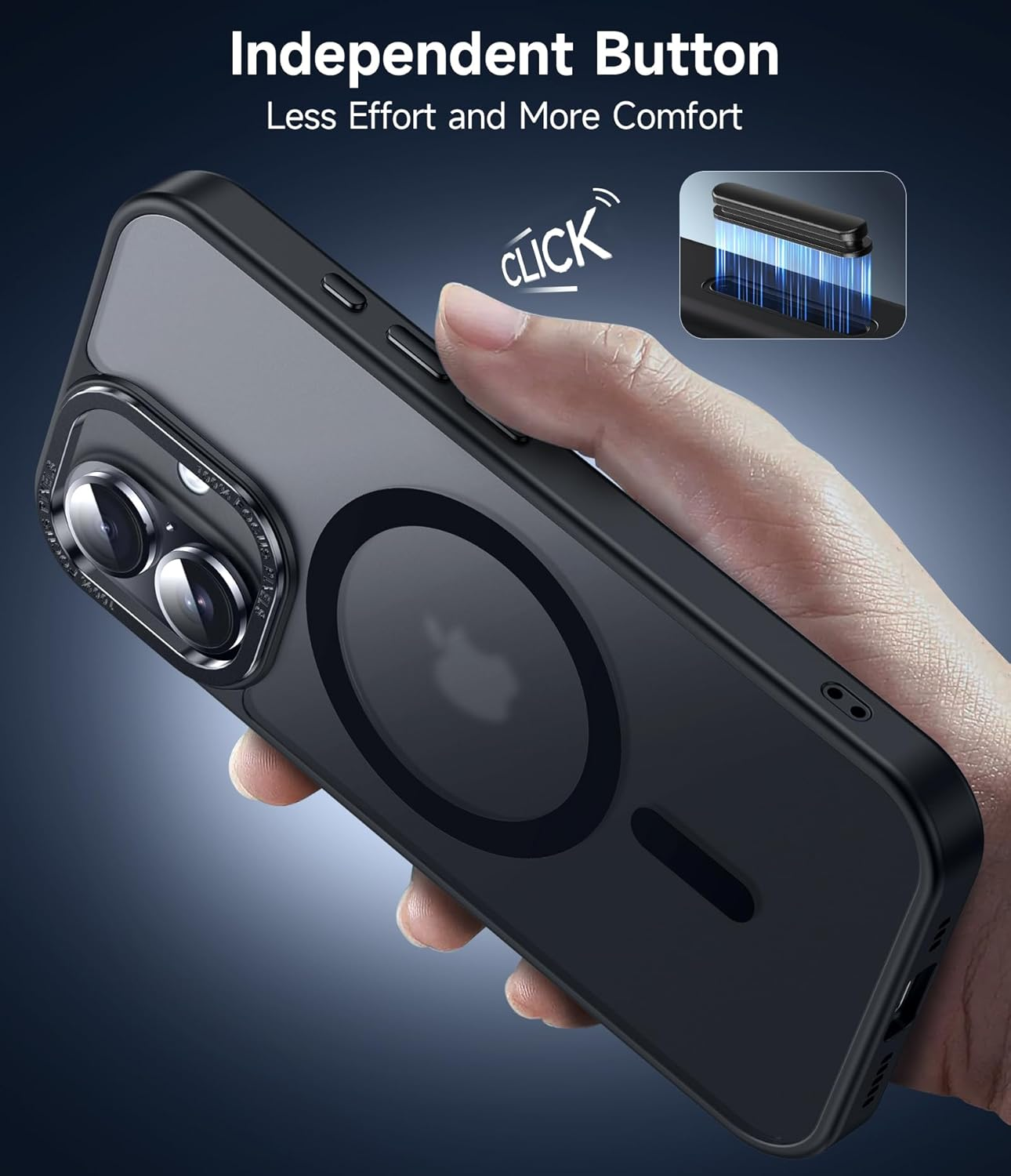 Leyi for Iphone-16 Case: Iphone 16 Screen Protector 2PCS [Effortless Buttons] Translucent Matte Slim Shockproof Soft Touch Cover Para Iphone 16 Phone, Black image number 5