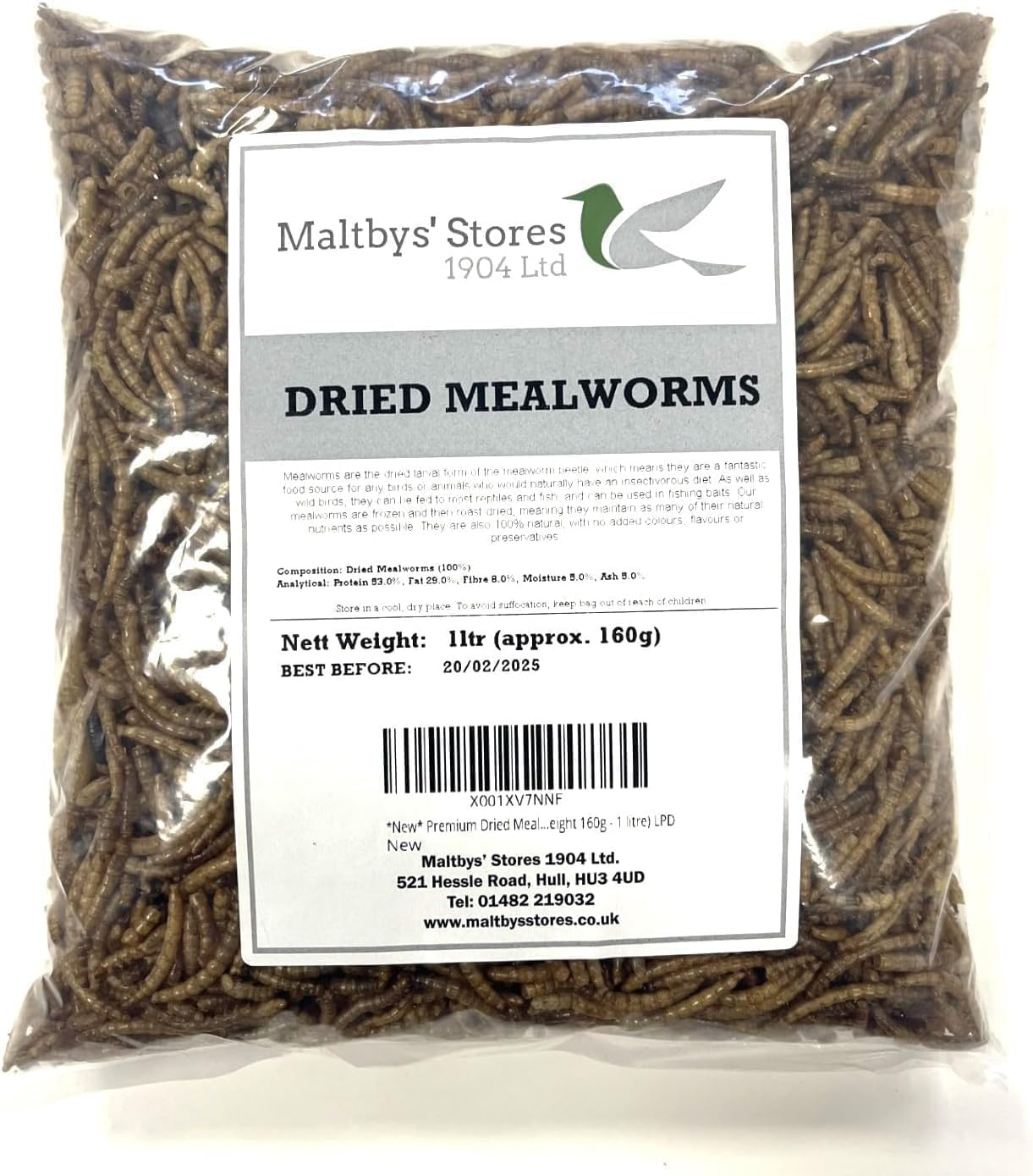 Premium Dried Mealworms, 6L Bag Wild Bird Food MCW