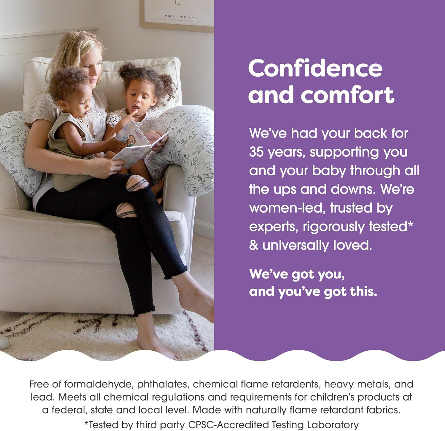 Boppy Slipcovered Total Body Pregnancy Pillow, Gray Scattered Leaves image number 3