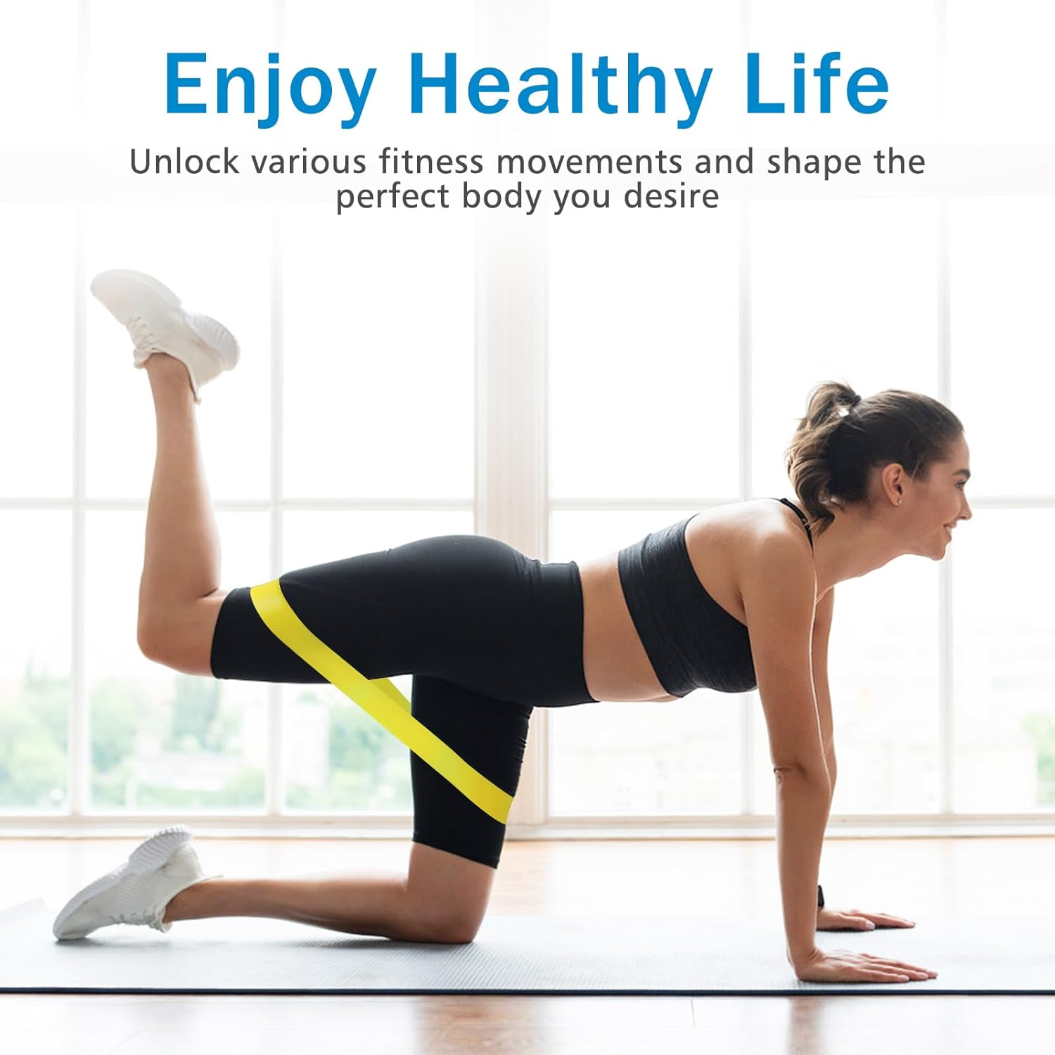 Resistance Bands, [Set of 5] Skin-Friendly Resistance Fitness Exercise Loop Bands for Women and Men, 5 Different Strength Levels, Carry Bag Included, Ideal for Training,Pilates, Gym, Yoga image number 4