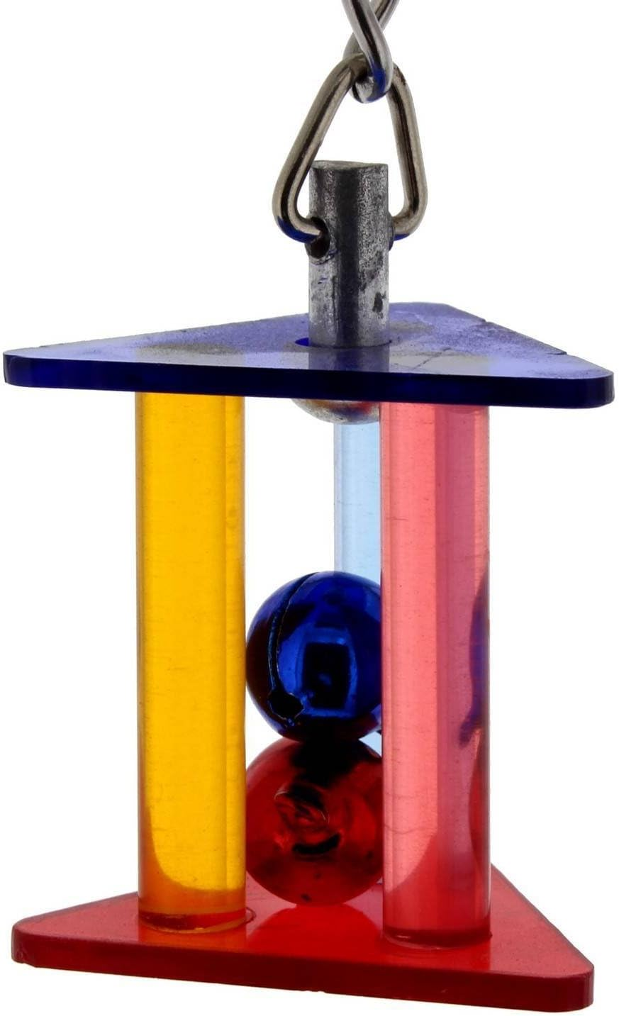 Bird Toy Acrylic Triangular Prism with Bell Balls Aviary Toy Health Interactive image number 1