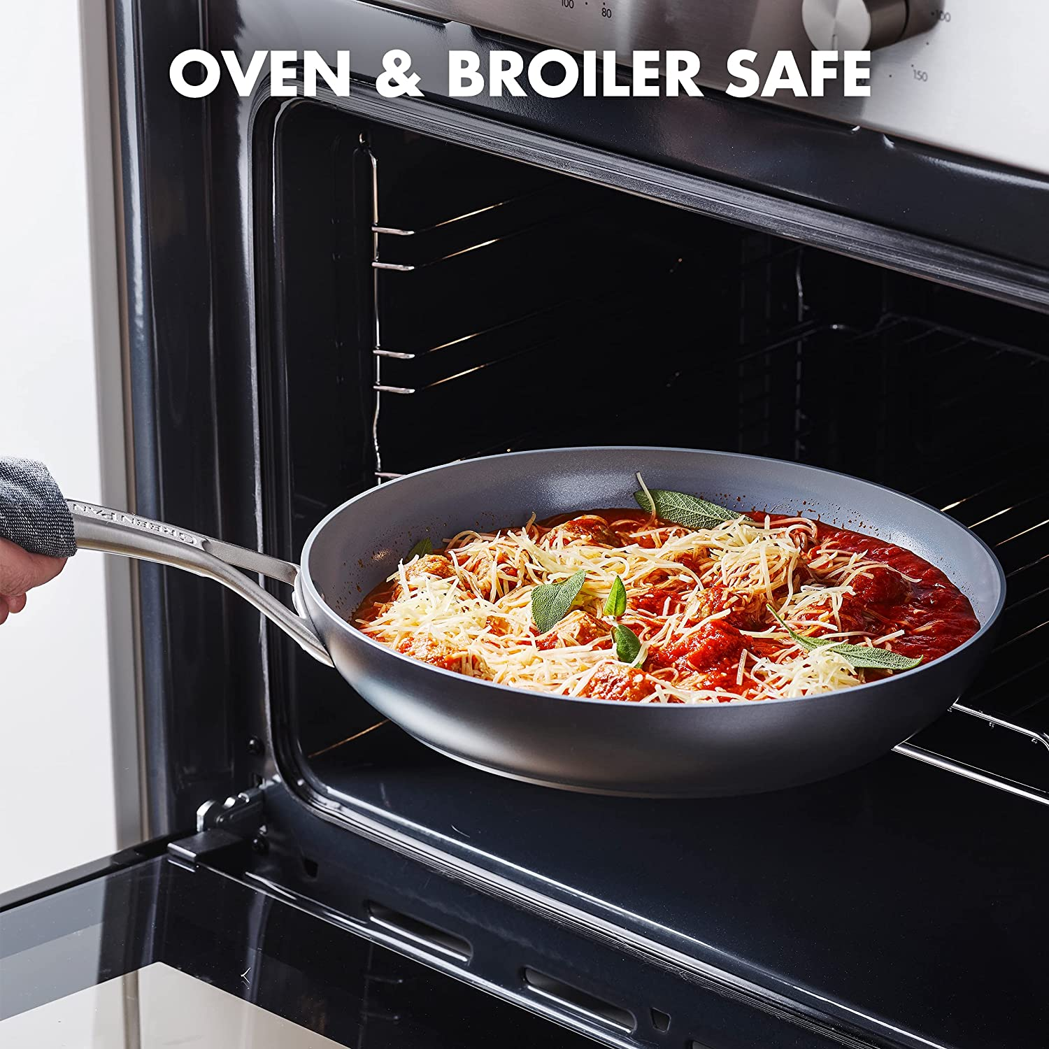 Greenpan Paris Pro Hard Anodized Healthy Ceramic Nonstick, 10" and 12" Frying Pan Skillet Set, Pfas-Free, Dishwasher Safe, Grey image number 5