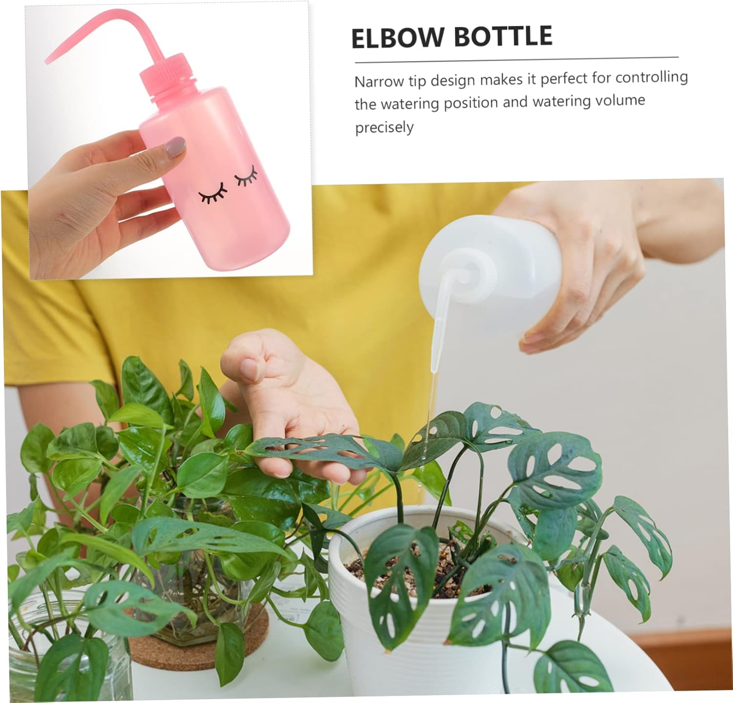 Kisangel 4Pcs Eyelashes Washing Bottles Portable Squeeze Plant Watering Bottles Angled Neck for Care and Precise Watering Design image number 4