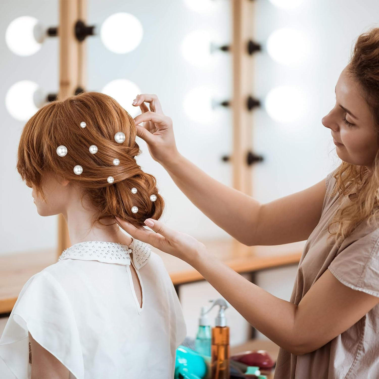 34 Pcs Wedding Pearl Hair Pins, Bridal Pearl Hair Accessories U Shape Barrette for Bride Bridesmaid Women Gold image number 3