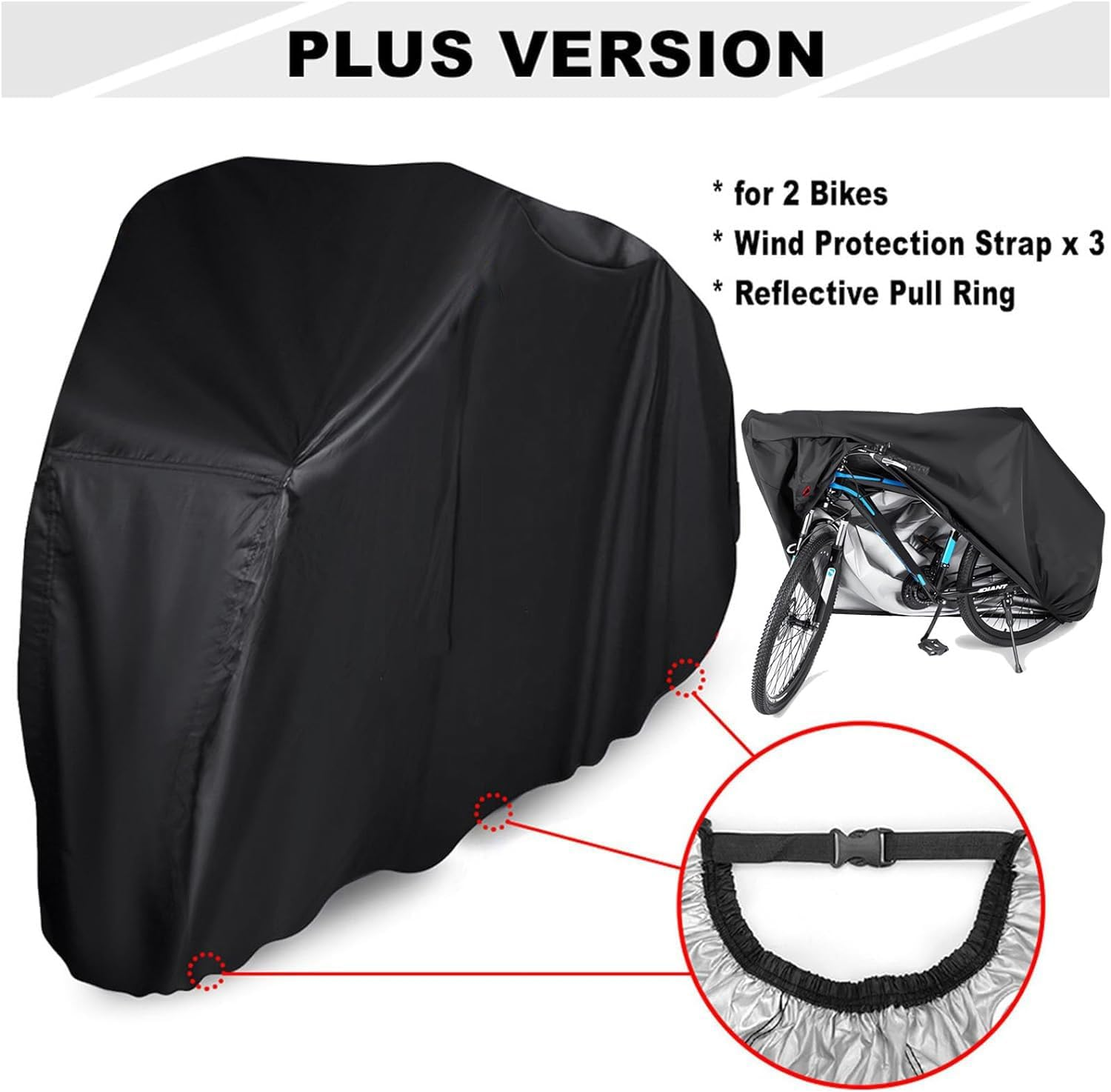 Bike Cover Outdoor Waterproof Bicycle Cover, Bike Cover for 1 or 2 Bikes, 210D Oxford Fabric with Lock Hole and Storage Bag, Windproof UV Sun Snow Dustproof for Mountain Road Bike Sport Bike image number 1