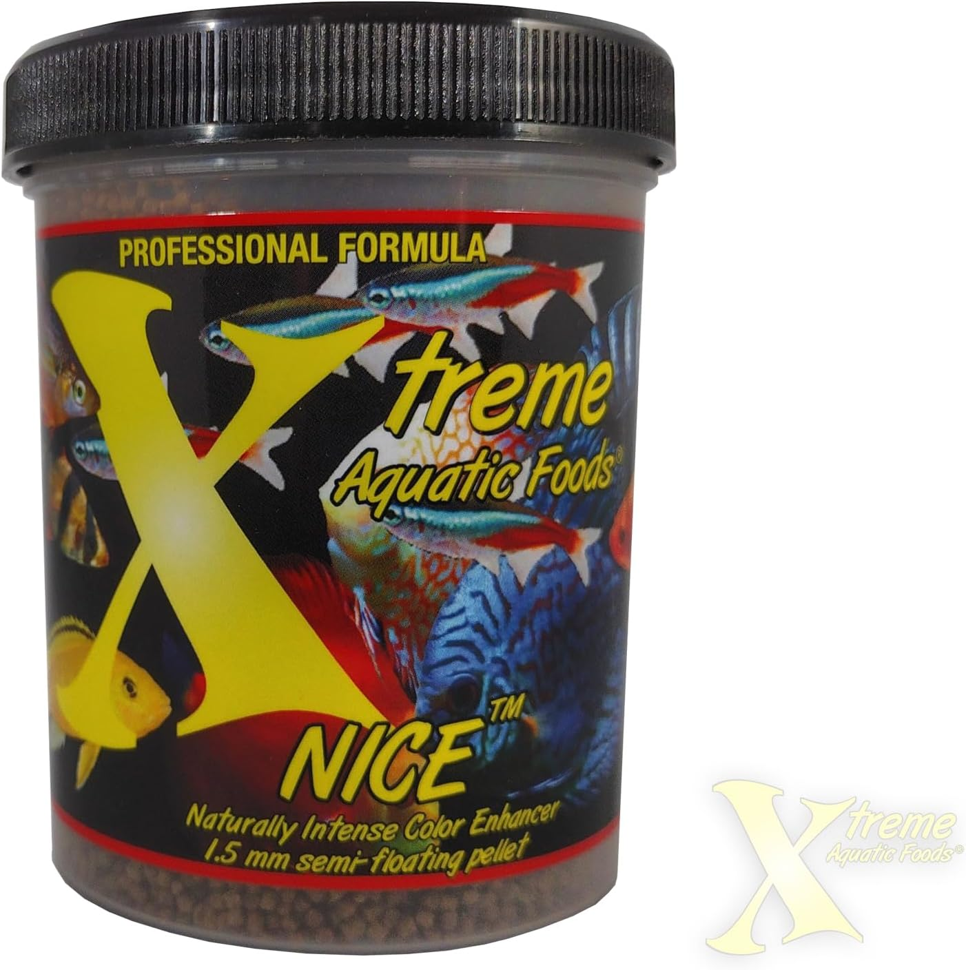 Xtreme Aquatic Foods Nice Naturally Intense Color Enhancer 1.5Mm Semi-Floating Pellets Fish Food 142 Grams (5Oz) image number 1