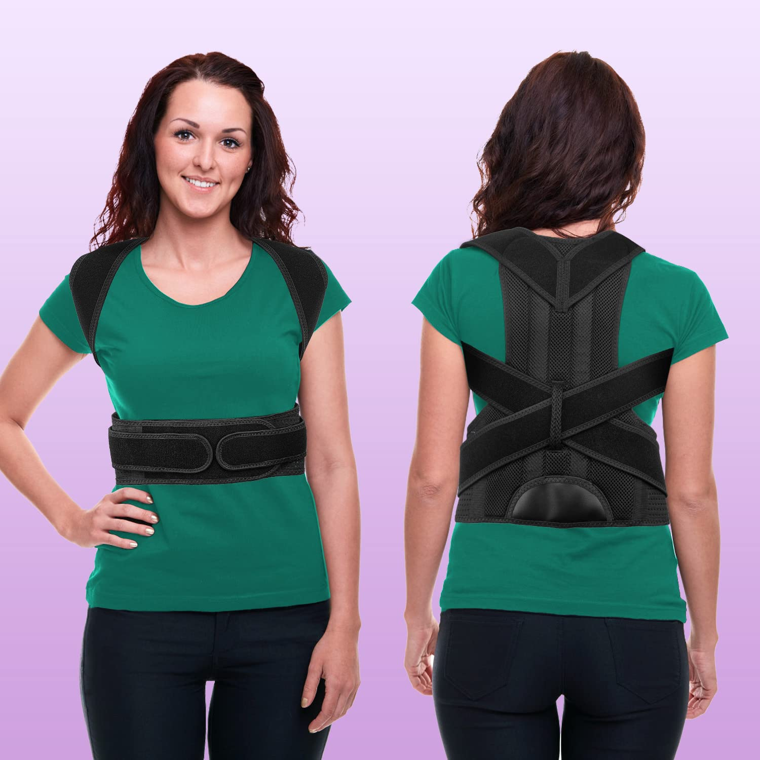 Back Brace Posture Belt, Back Straightener Posture Corrector Back Brace Shoulder Posture Brace, Adjustable Back Brace Strap Breathable Back Pain Relief(Xxl) image number 3