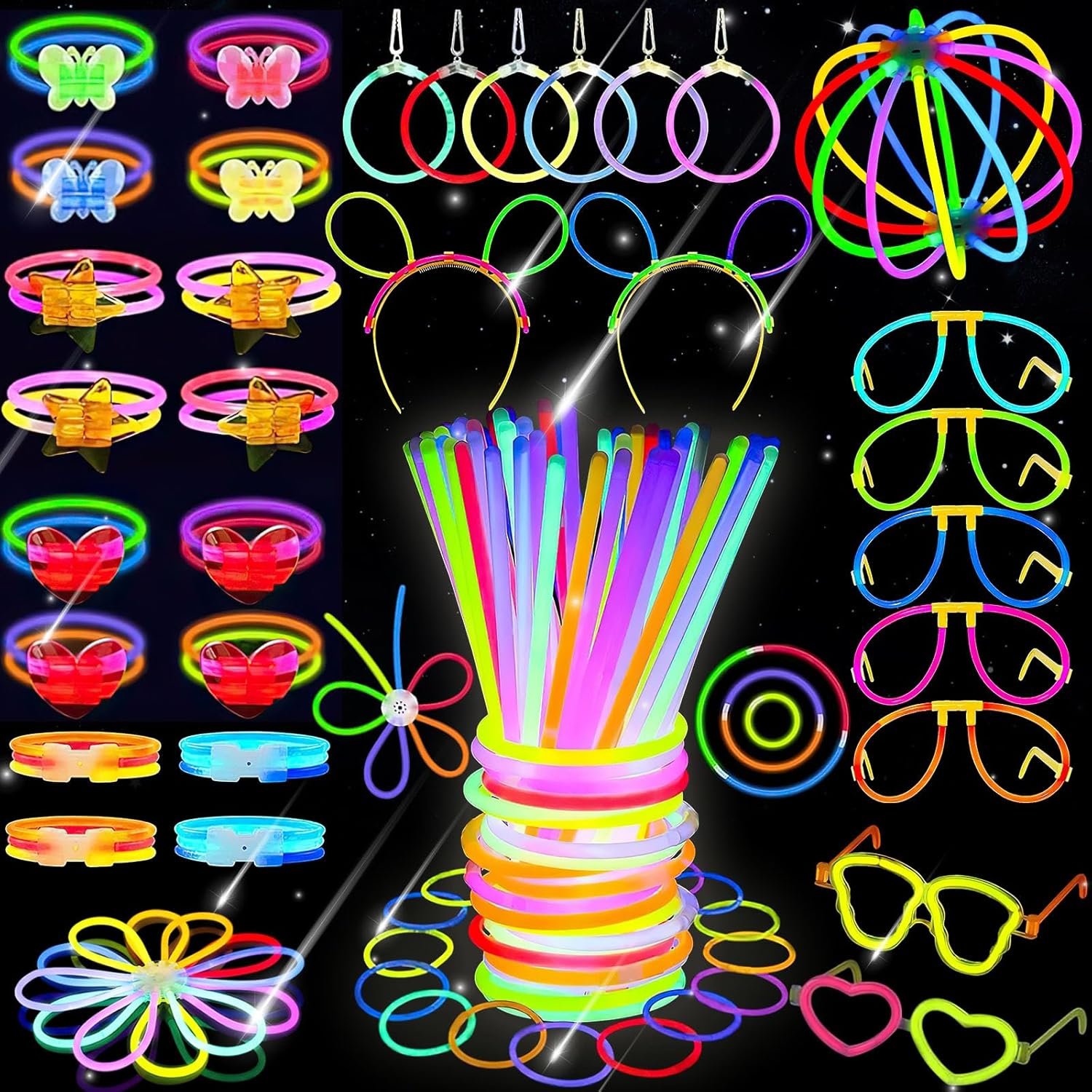 252Pcs Glow Sticks Bulk Party Favors-Safe Glowsticks with 152 Connectors for DIY Bracelets, Necklaces, Glasses, Perfect for Night Events, Easter, Christmas, Halloween, Football Party Supplies image number 5
