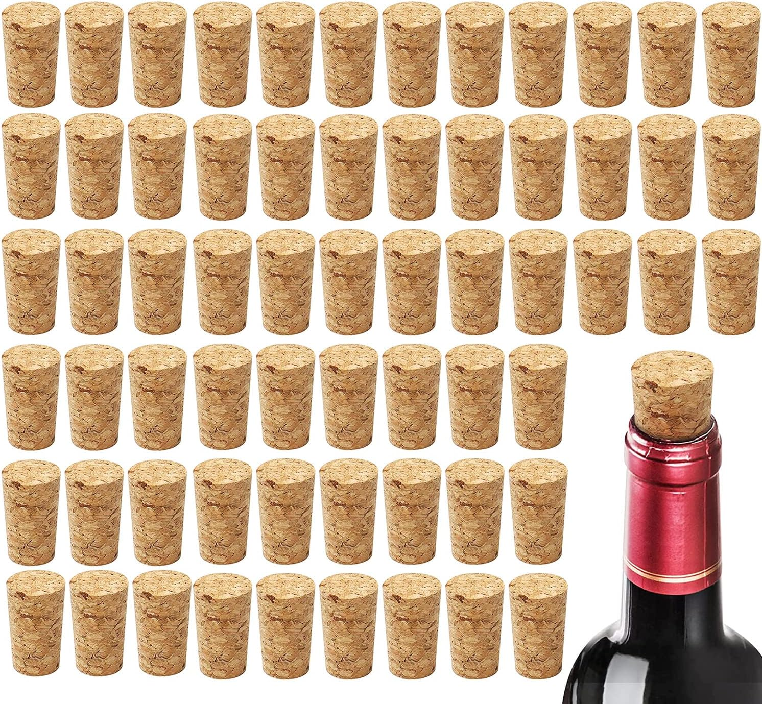 60 Pcs Premium Natural Wine Corks, Natural Cork Stopper, Soft Wood Wine Corks Crafts Replacement Corks for Wine and Beer image number 4