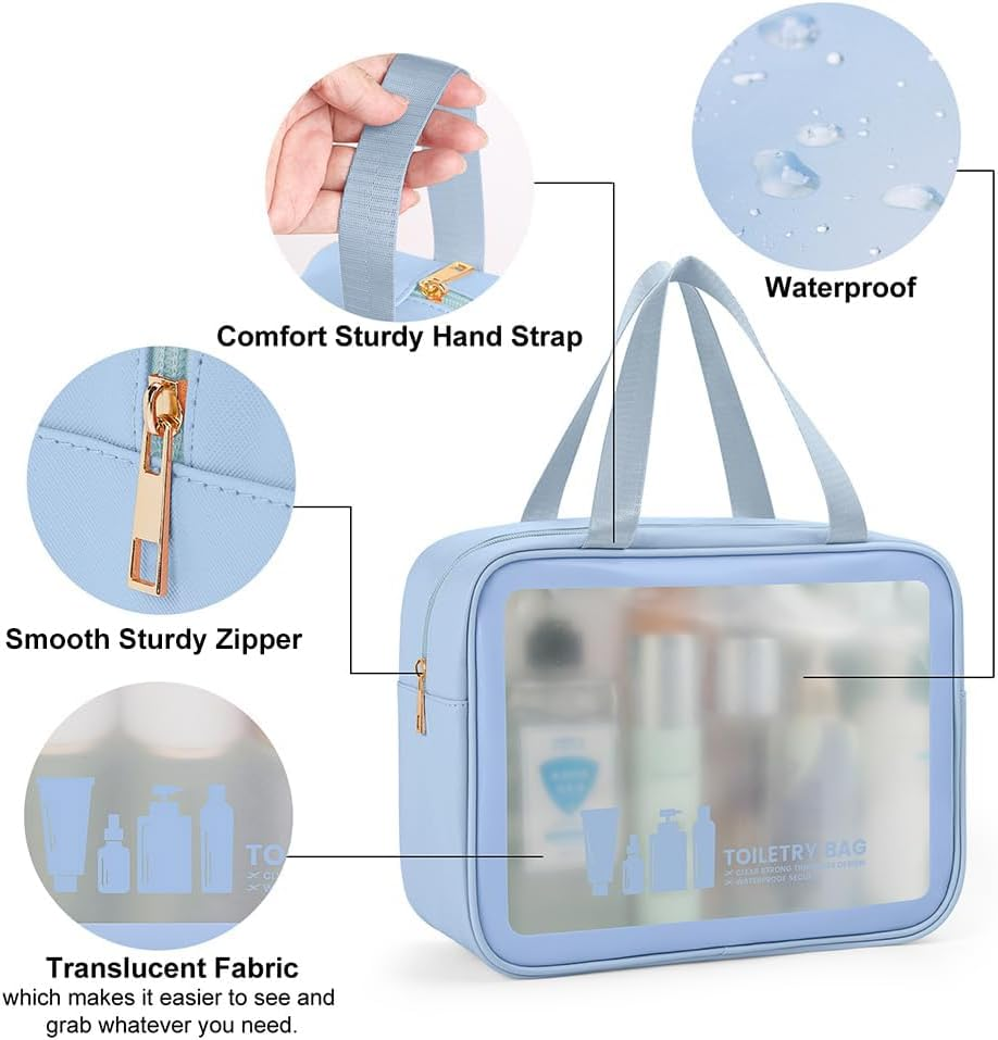 MAANGE Toiletry Bag for Women Men, Translucent Waterproof Makeup Cosmetic Bag Travel Organizer for Accessories, Toiletries image number 4