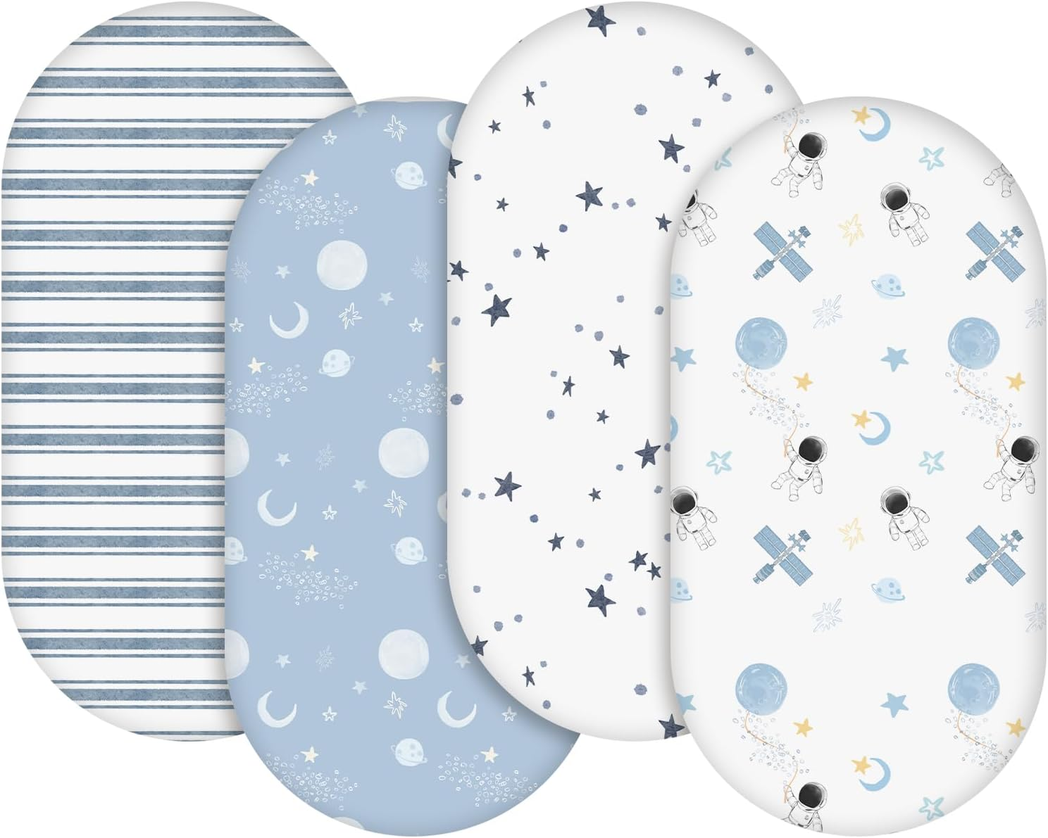 Gllquen Baby Bassinet Sheets 4 Pack, Breathable Cozy Fitted Mattress Sheet, Elastic Travel Crib Fashionable Floral Pattern, Standard Cradle Safe Sheets for Baby Boy Girls 32"X16"(Rainbow)