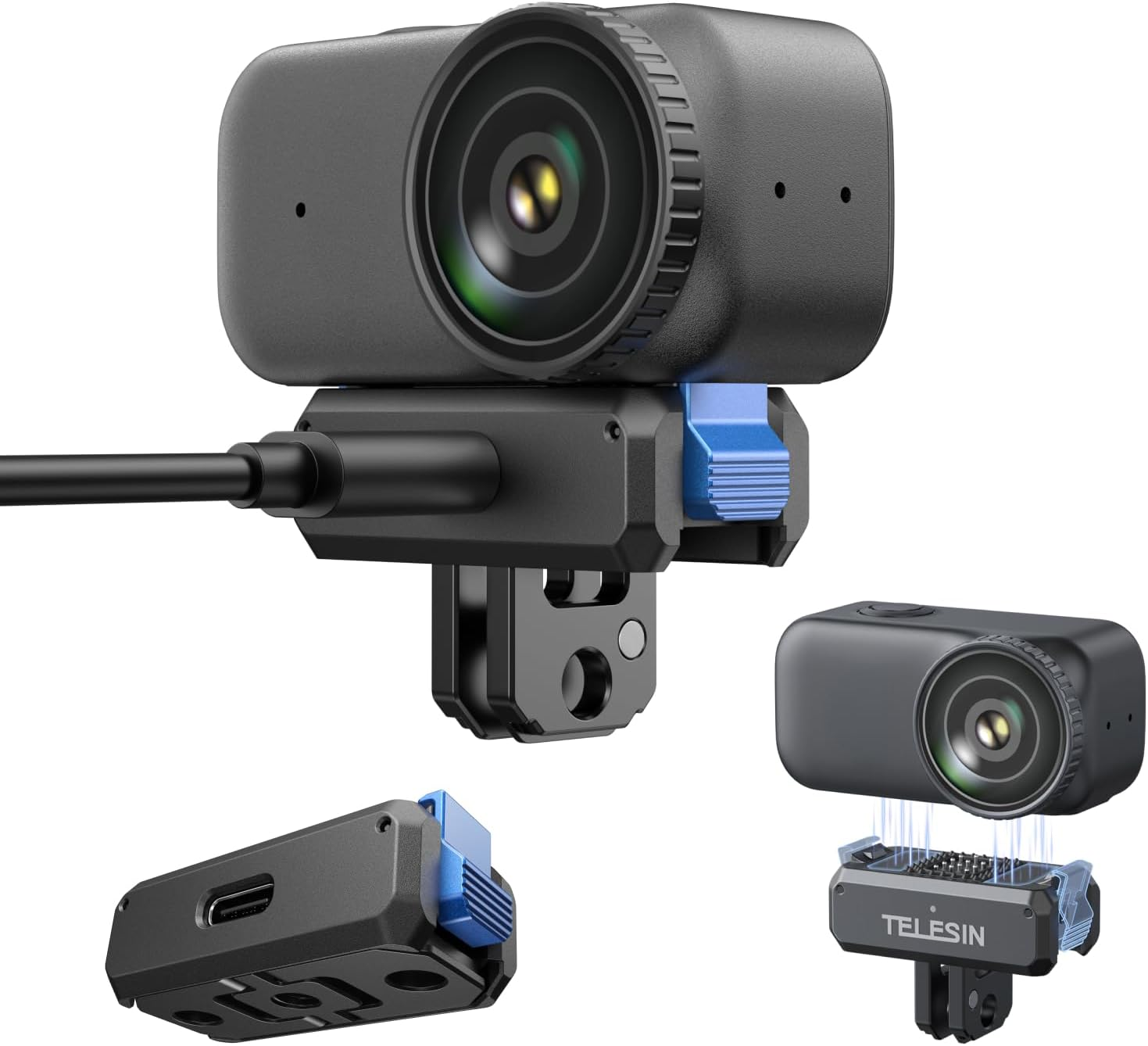 TELESIN Magnetic Quick Release Charging Adapter Mount for DJI Osmo Nano, with 1/4 Screw Hole, Foldable Adapter Base for DJI Osmo Nano Accessories image number 3