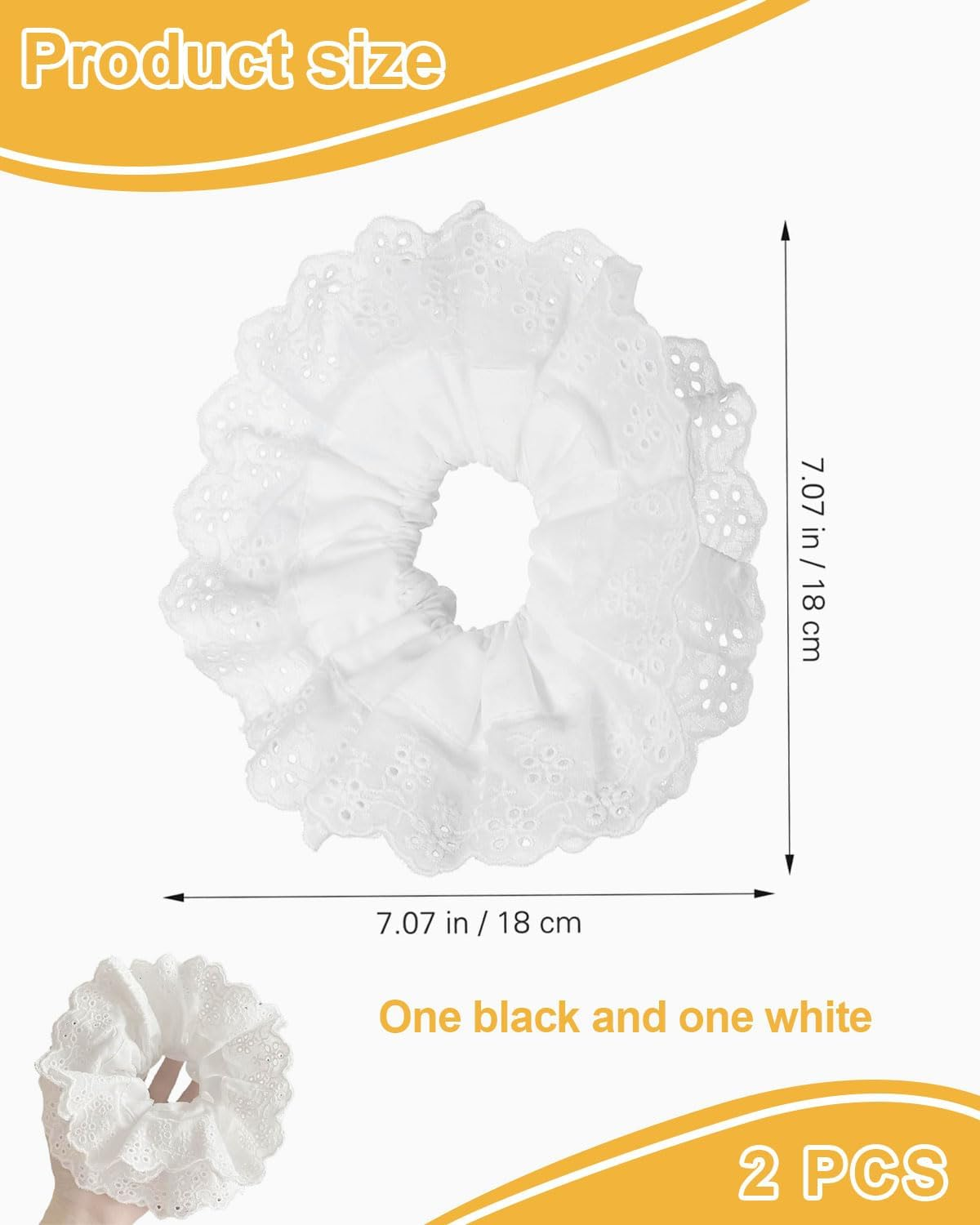 FUGLUS 2 X Elastic and Soft Hair Bobbles for Women, Large Elastic Hair Bands, Lace Suitable for Women, Thick and Long Hair, Large Curly Hair image number 4