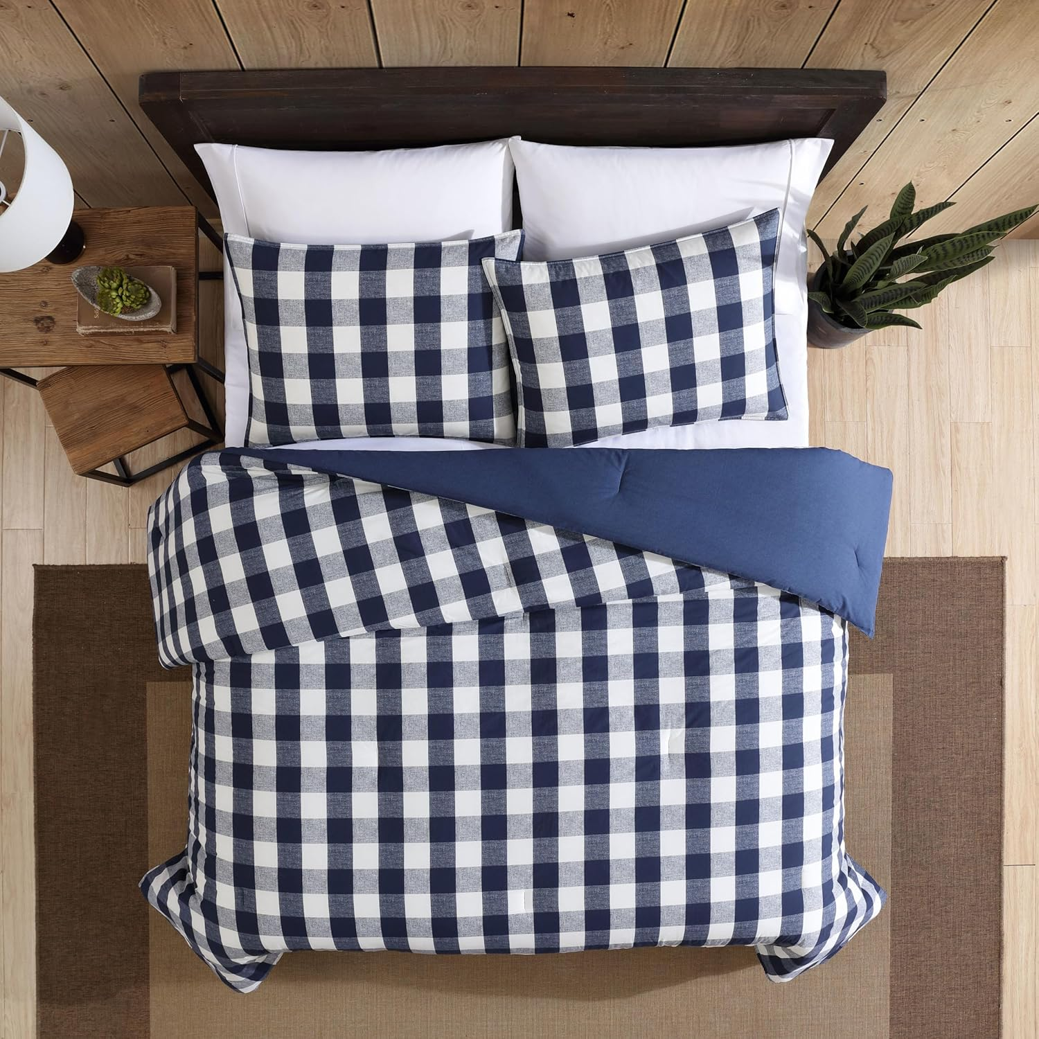 Eddie Bauer - King Duvet Cover Set, Reversible Cotton Bedding with Matching Shams, Stylish Plaid Home Decor (Lakehouse Blue, King) image number 6