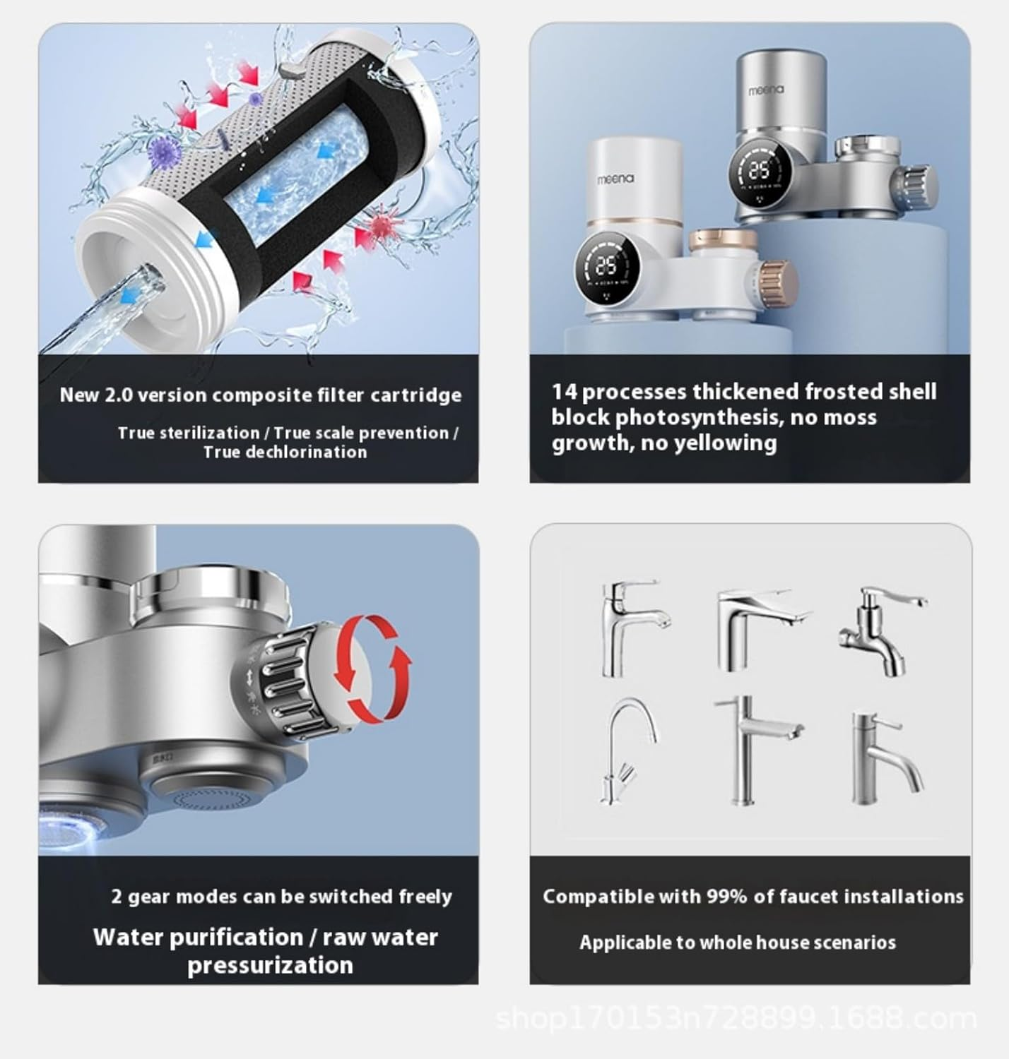 Water Filter for Sink Faucet, Upgraded Faucet Mount Water Filtration System with UV Light and Real-Time Filter Life Indicator, Reduces Lead Chlorine, Heavy Metals(Three Filters)