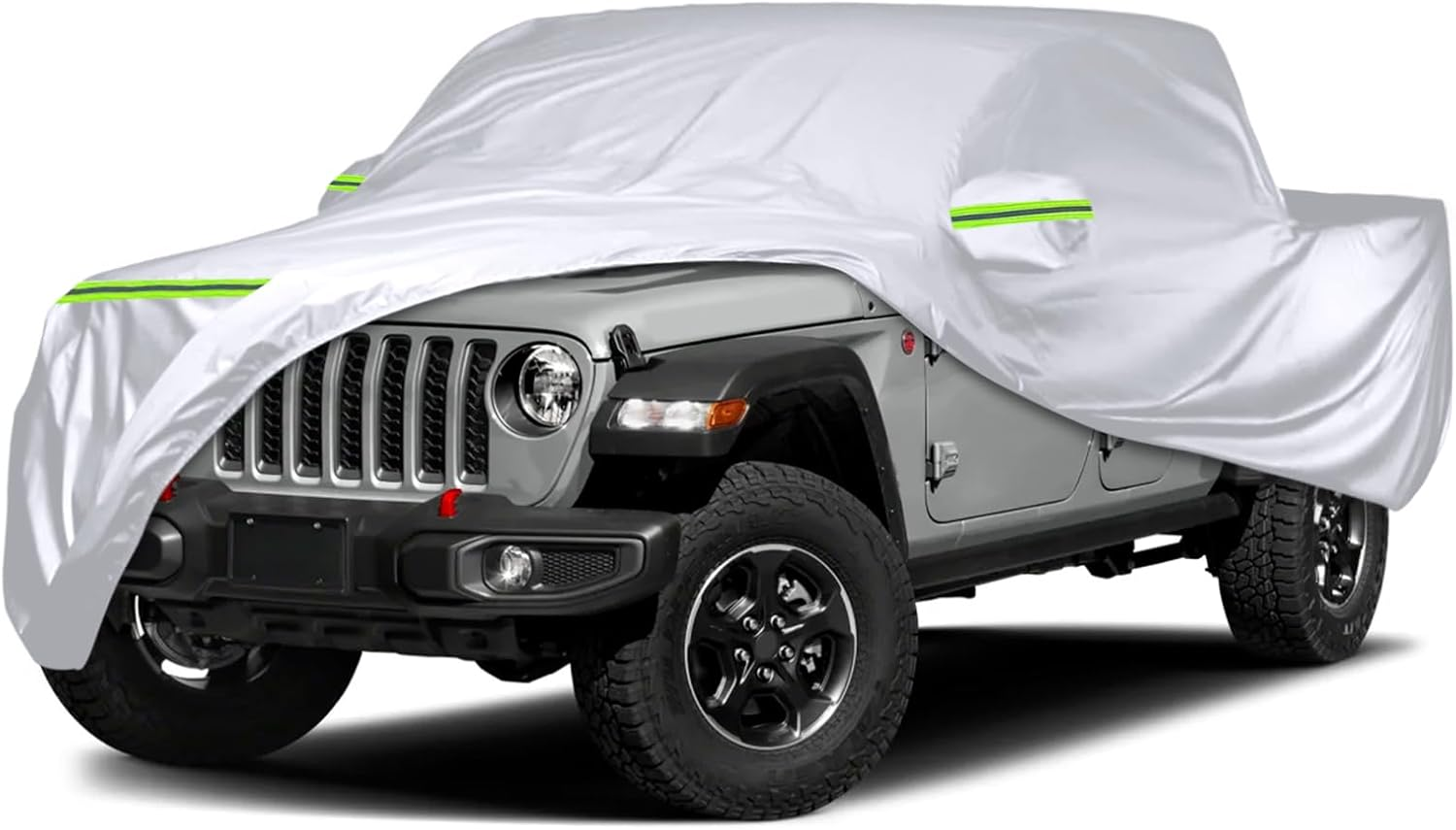 Waterproof Car Covers Replace for 2019-2025 Jeep Gladiator, 6 Layers Silver All Weather Custom-Fit Car Cover with Zipper Door & Windproof Bands for Snow Rain Dust Hail Protection image number 3