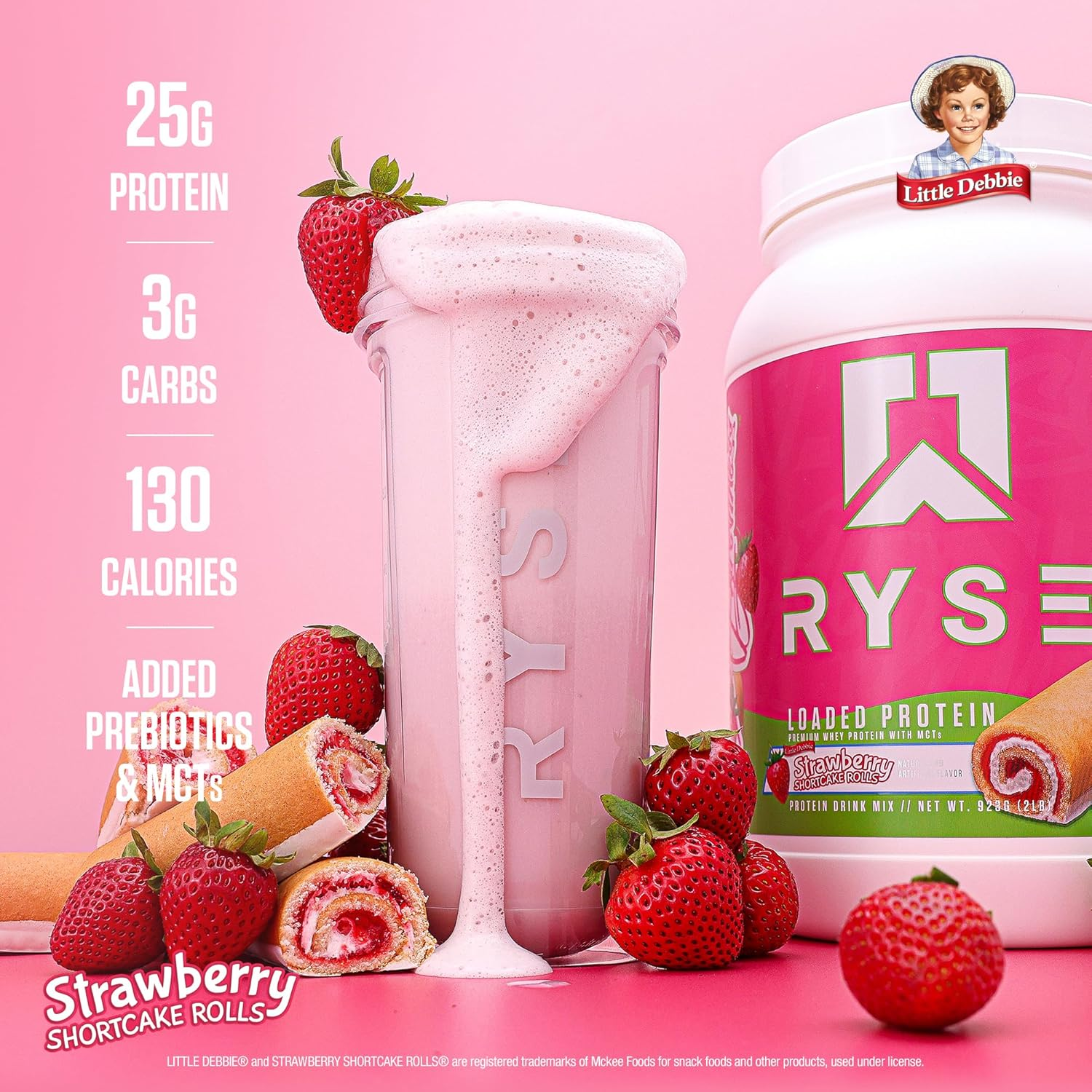 Ryse Loaded Protein Powder, Strawberry Shortcake Roll 907 G image number 3