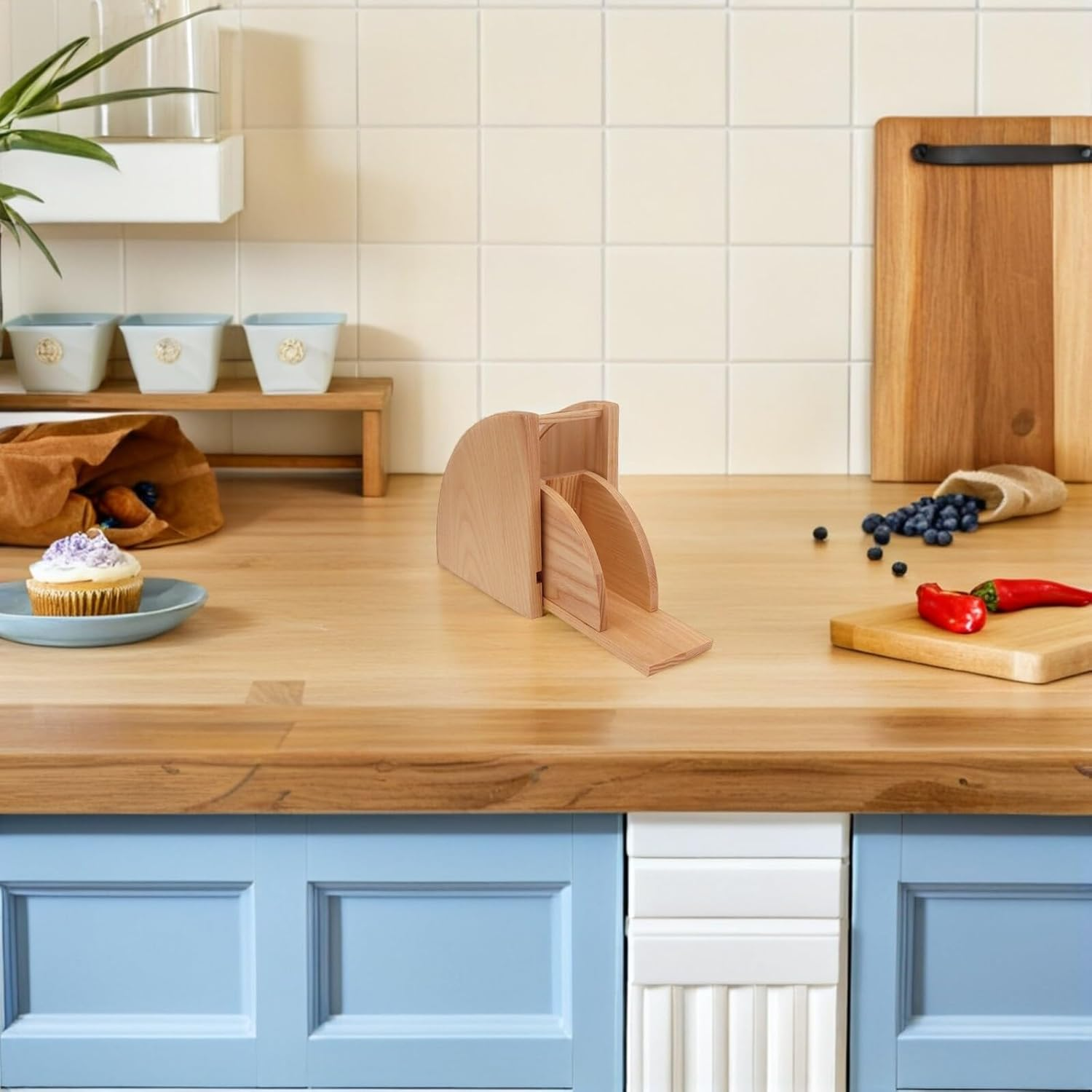 LIGIGWASH Natural Wood Coffee Filter Stand with Creative Grain Design Freestanding Simple Style Rack for Neat Storage of Coffee Filter Paper Desktop Organizer for Espresso and Tea image number 4