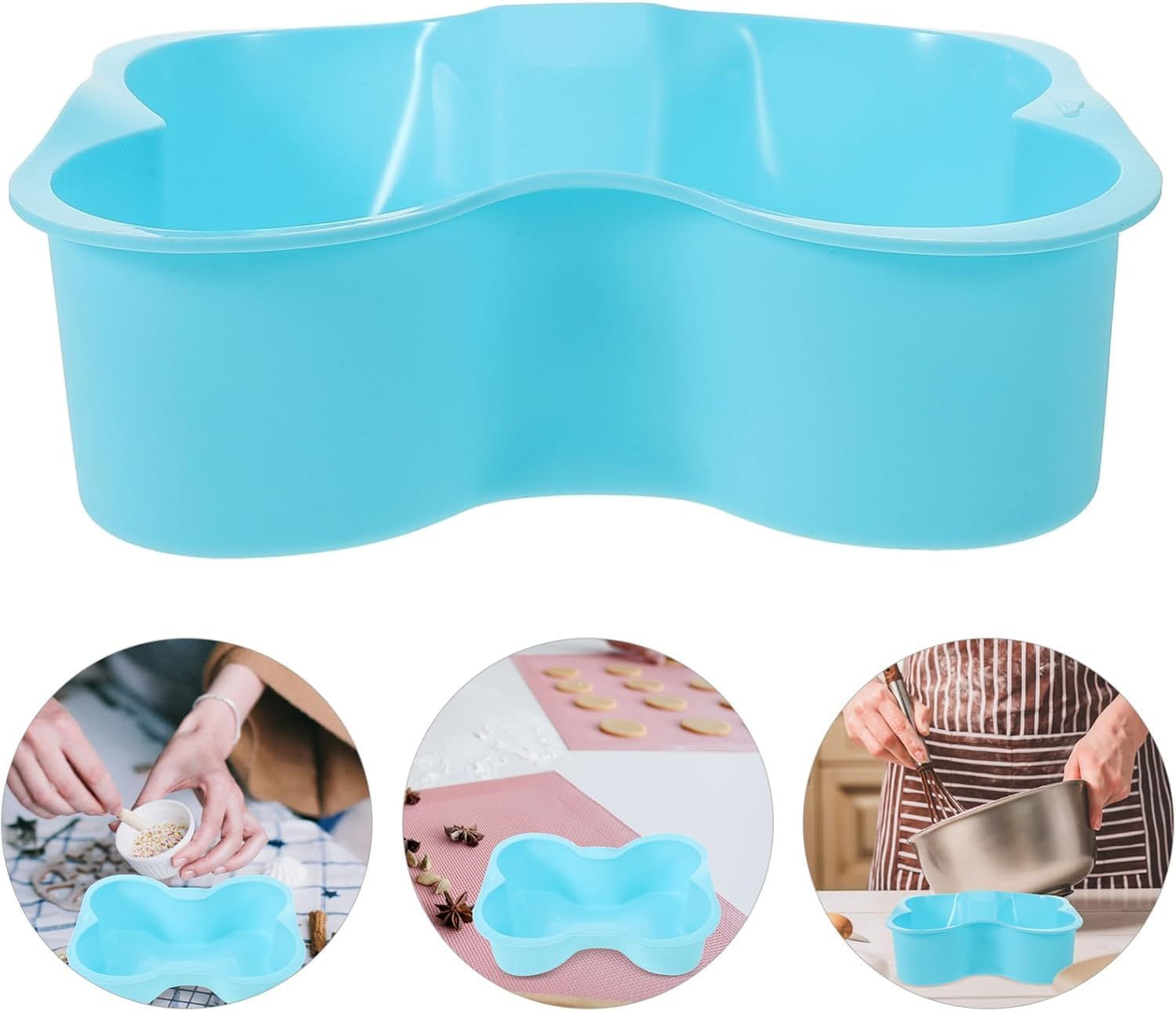 BEANPRECOY 2 Pcs Dog Bone Shaped Silicone Cake Mold - Large Baking Pan for Birthday Cakes, Muffins, Loaf Bread, Toast, Mousse image number 4