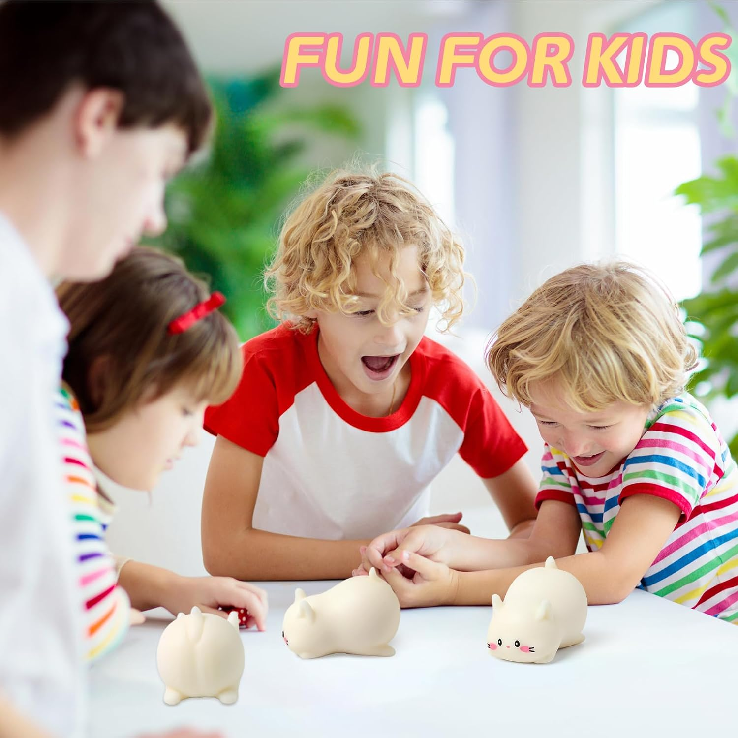 Cat Stress Balls, Cute Cat Squishy Toys for Kids and Adults, Stress Relief Sensory Toys (White), Fidget Toys Squishy Suitable Boys Girls, Animal Dough Squishies Squeeze Toys, Party Favors for Kids image number 2