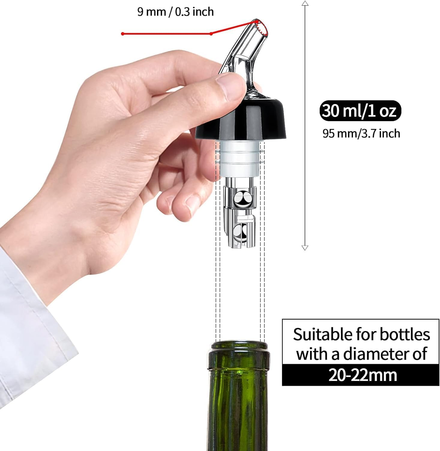 Automatic Measured Bottle Pourer - Quick Shot Spirit Measure Pourer Drinks Wine Cocktail Dispenser Home Bar Tools - 1Oz/30Ml (4 Pack)