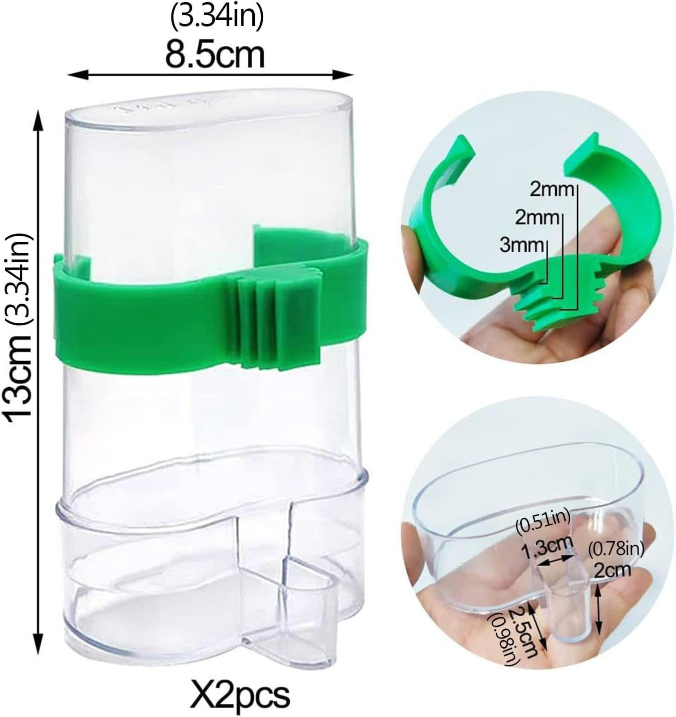 Comoda No Mess Bird Feeder | /Set Bird Water Dispenser Parrot Feeder with Clip | Water Dispenser Set, Automatic Bird Feeder, and Sturdy Pet Bird Feeder for Cage, Cockatiel, Budgie image number 2