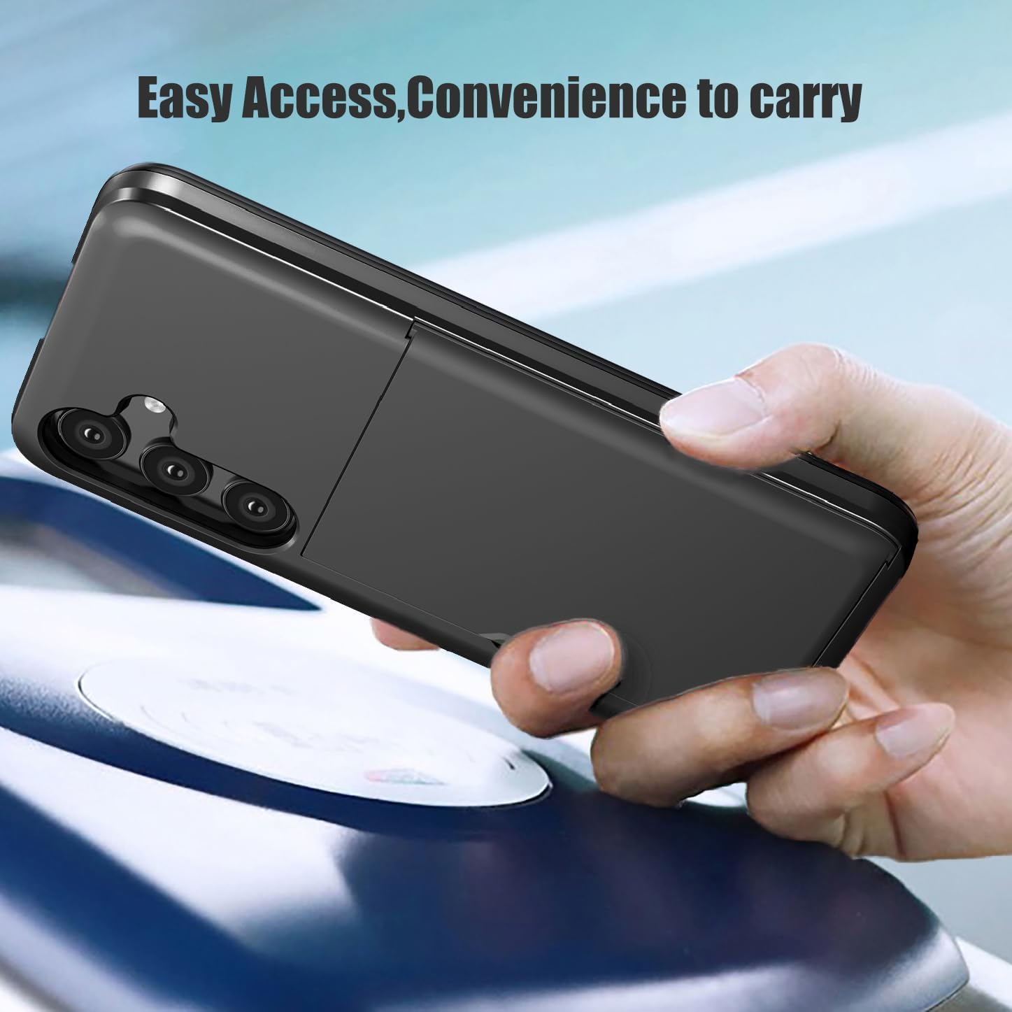 For Samsung A17 Case with Card Holder (Store 2 Cards),Samsung Galaxy A17 Case Wallet Case Slim Dual Layer Heavy Duty Protective Shockproof Hidden Card Slot Phone Case for Samsung A17,Black image number 1