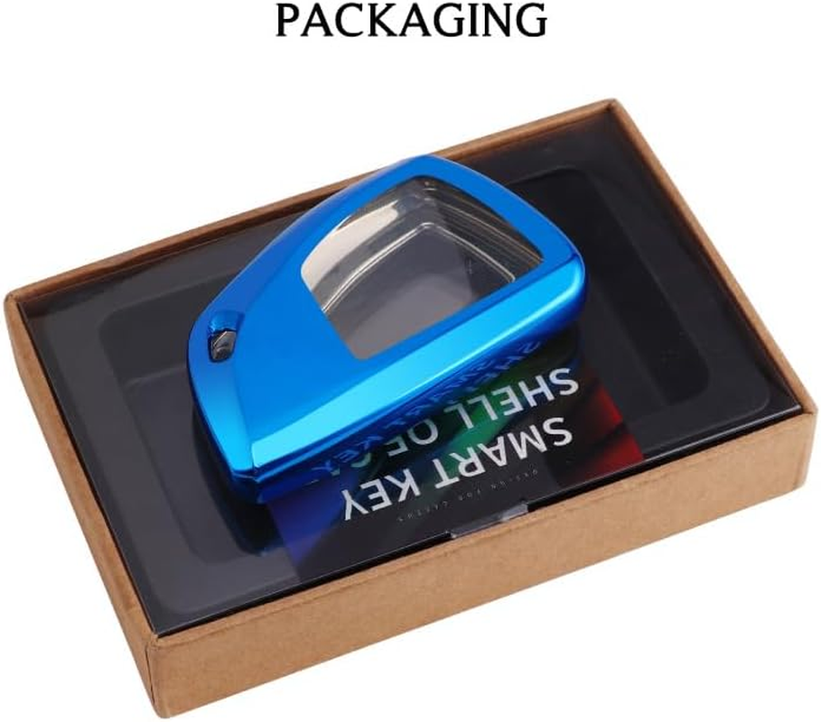 Key Fob Cover Compatible with Chevy Suburban Z71 Silverado 1500 GMC Yukon Denali Sierra 1500 Buick Envision Avenir 2022 2023 2024, 2024 Silverado Sierra 2500HD 3500HD (Blue) - White image number 2