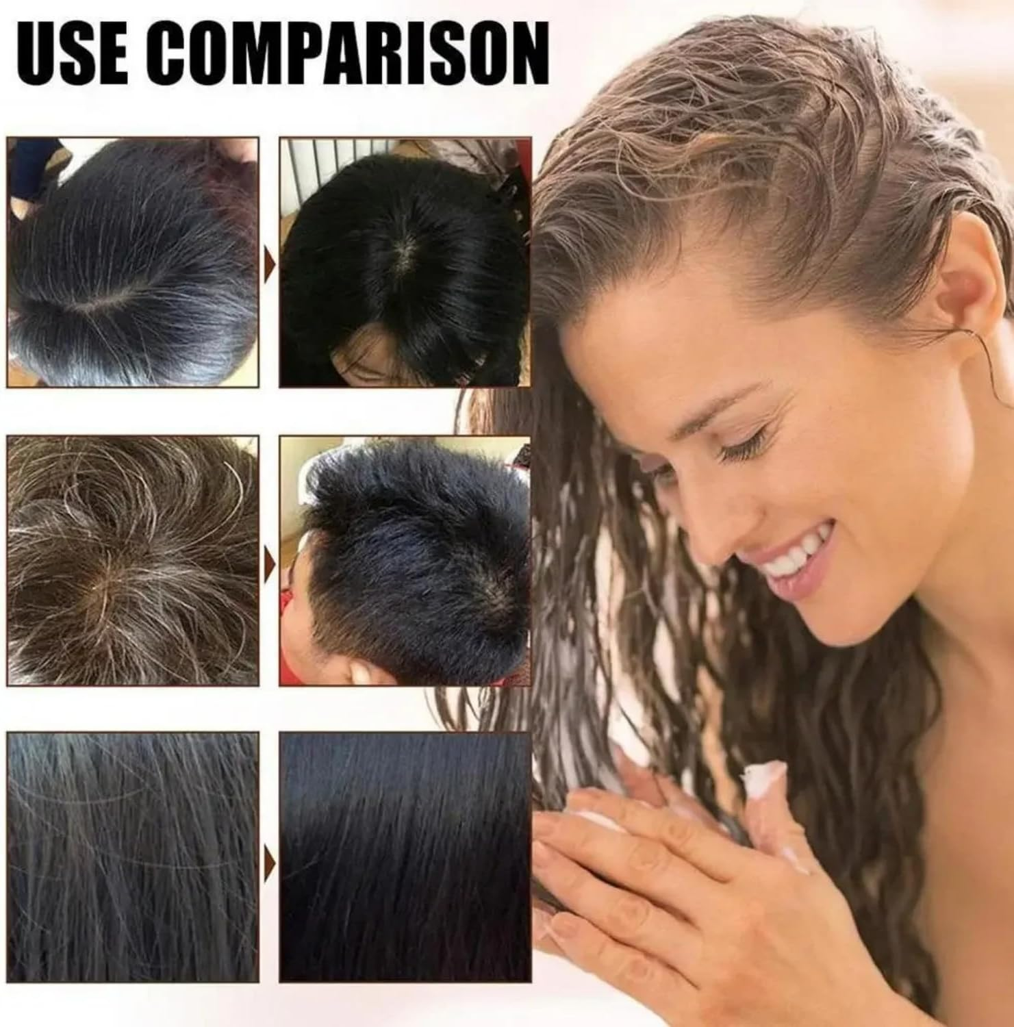 Natural Plant Hair Dye,Pure Plant Extract Bubble Hair Dye 200Ml,Hair Dye Shampoo for Gray Coverage Hair Color Shampoo for Women & Men Instant Herbal Natural Plant Hair Dye Shampoo (Natural Black, L) image number 1