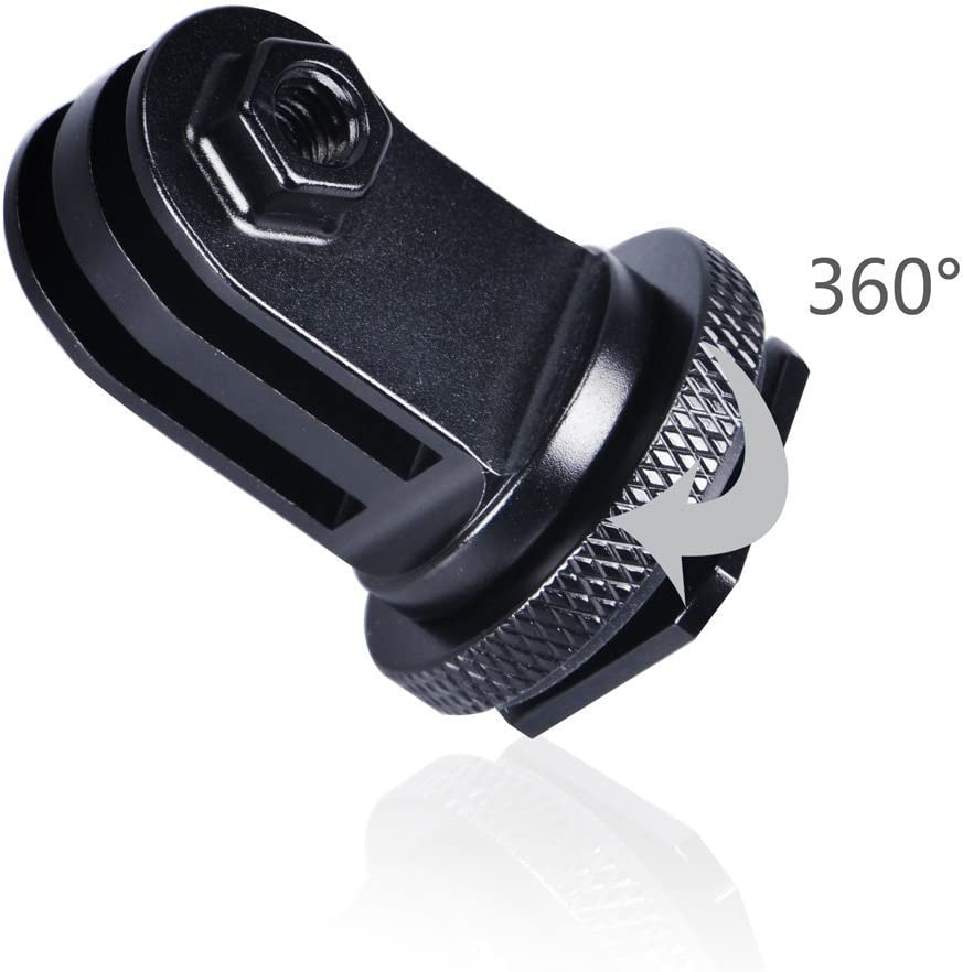 Smatree Full Aluminum Tripod Screw to DSLR Camera Flash Cold Shoe Mount Adapter Compatible for Gopro Hero 13/12/11/10/MAX/9/8/7/6/DJI OSMO Action 5 Pro, Aluminum Shoe Mount Adapter