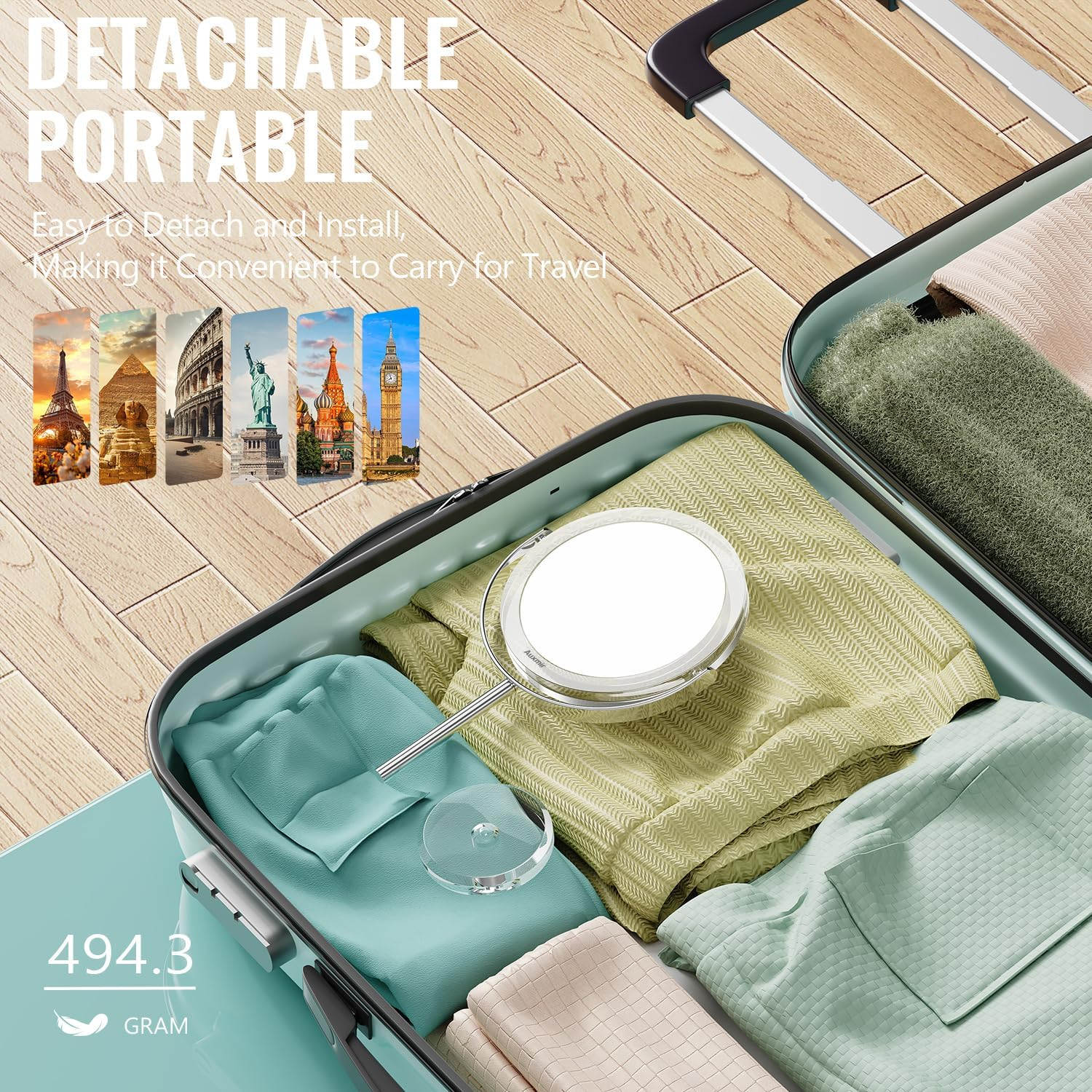 Auxmir Magnifying Mirror 30X /1X Makeup Mirror Double Sided with Magnification, round Vanity Tabletop Mirror Crystal-Like Style 360&deg; Rotation Portable for Dressing Table Desk Bathroom Bedroom Travel image number 2