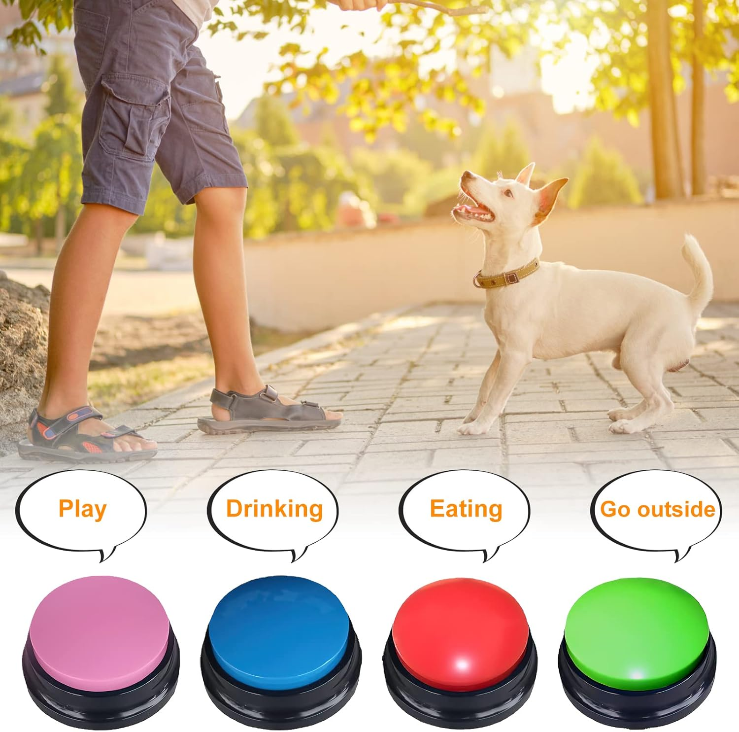 TNSLAND Dog Buzzers with Recording Function, Pack of 4, Dog Training Bell, Pet Interaction Toy, Small Breeds image number 5