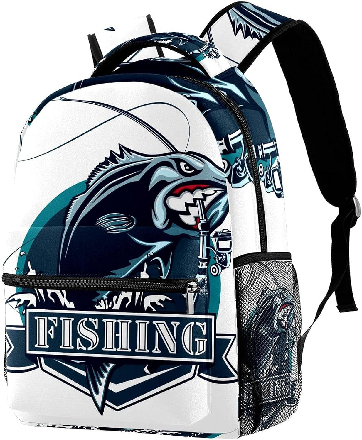 Bass Fish and Fishing Backpack Students Shoulder Bags Travel Bag College School Tote Backpacks image number 2
